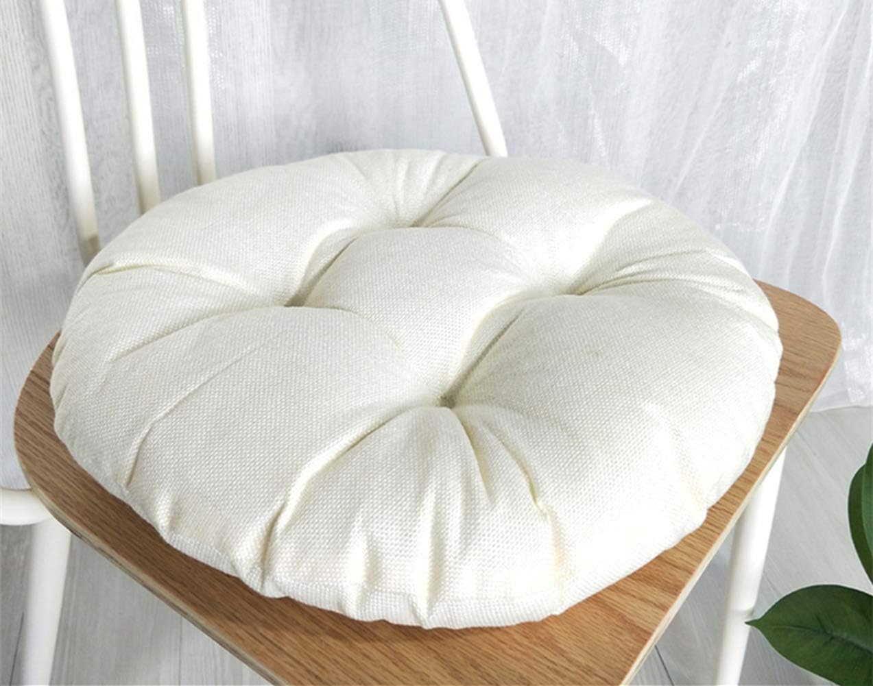Poduszki na krzesła okrągłe tatami, jednokolorowe, wygodne, oddychające i miękkie, do biura i ogrodu dla dzieci (40×40×9 cm, beżowe)