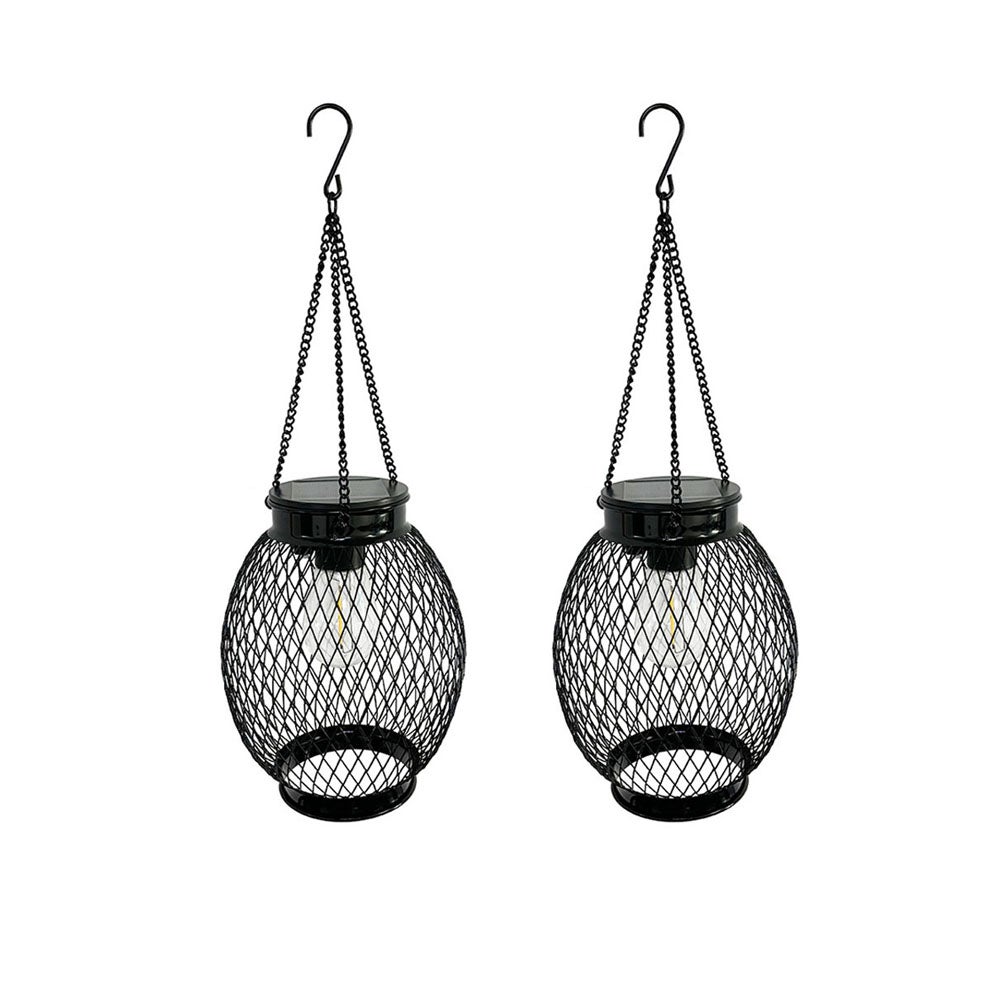 Zestaw 2 wiszących lamp solarnych do ogrodu, lampy solarne ogrodowe, lampy solarne z jasnymi żarówkami LED