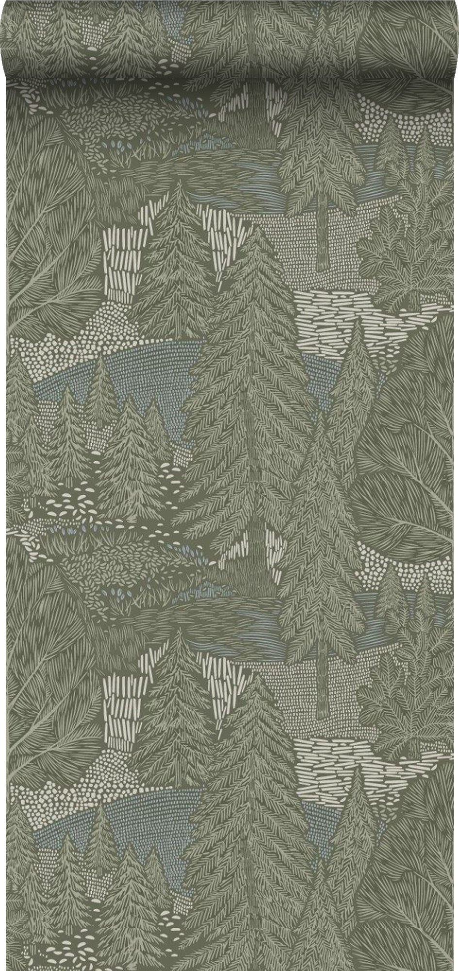 Tapeta zalesiony krajobraz zielonym - 53 cm x 10.05 m - BORASTAPETER