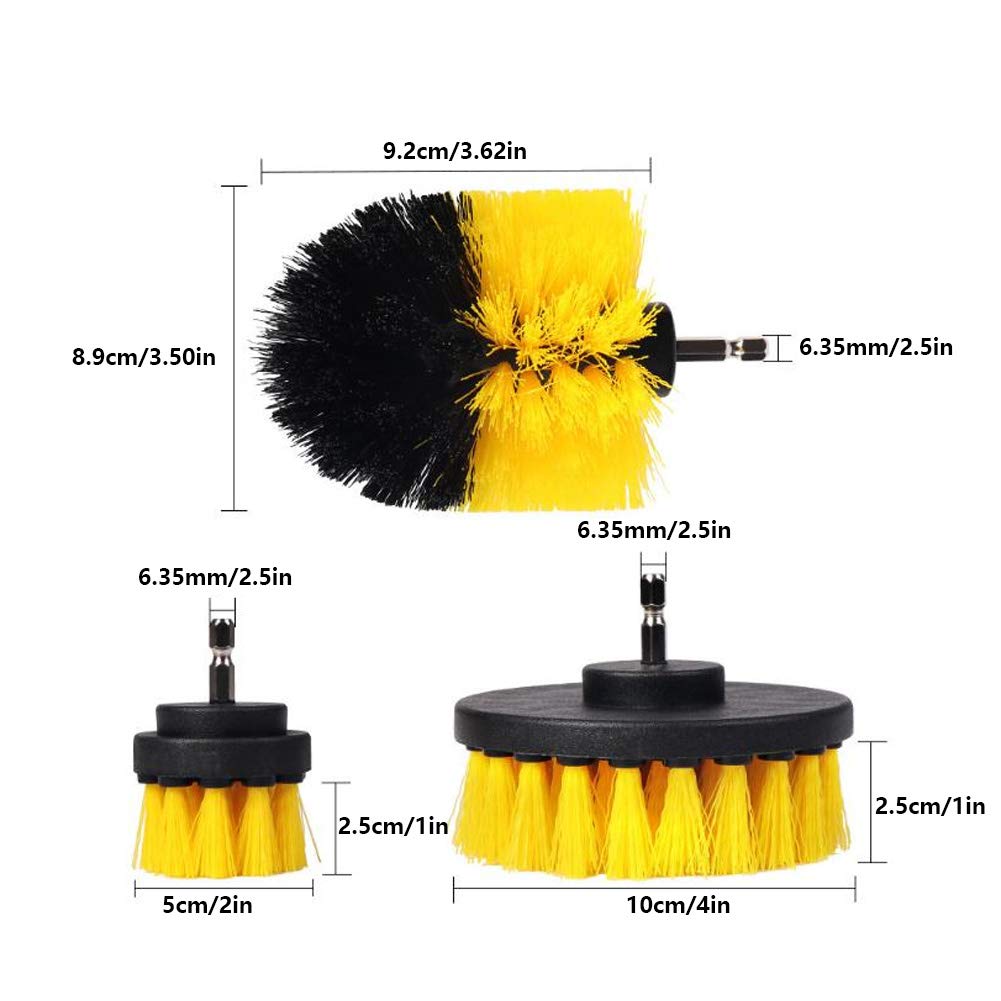Brosse de nettoyage pour perceuse électrique, nettoyeur de joints de carrelage, 3 pièces, diamètre de 2, 3,5 et 4 pouces, nettoyage du sol de la salle - 5