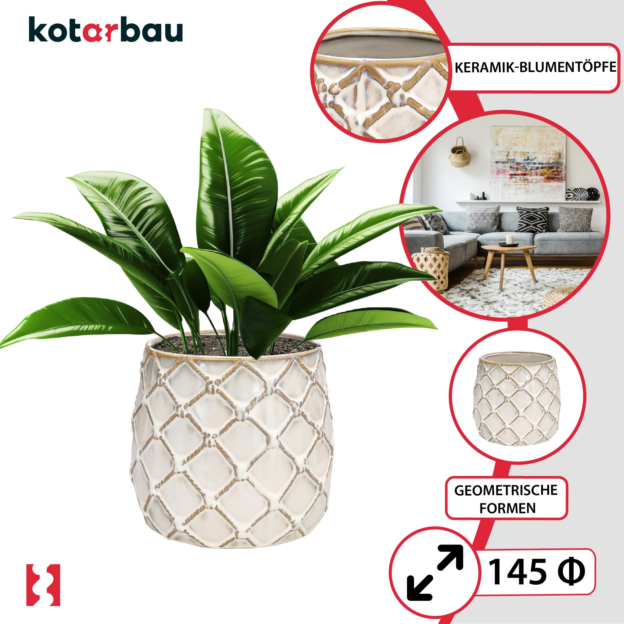 2x doniczka ananas donica osłonka ceramiczna fi145 ceramika ozdoba kwiaty - KOTARBAU - 4
