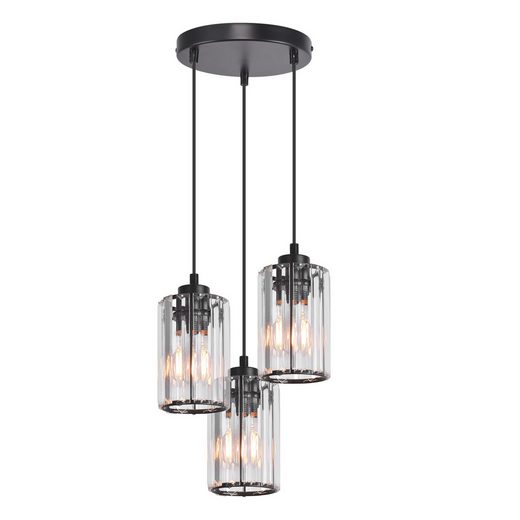 ZMH Lampa wisząca żyrandol do jadalni, czarny kryształ nowoczesna lampa wisząca z 3 płomieniami E27
