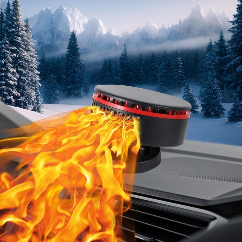 Ogrzewacz samochodowy, przenośny ogrzewacz samochodowy 12 V, 2 w 1, szybki odmrażacz/odmgławiacz, obrotowy o 360° odmrażacz szyby przedniej z korbką r