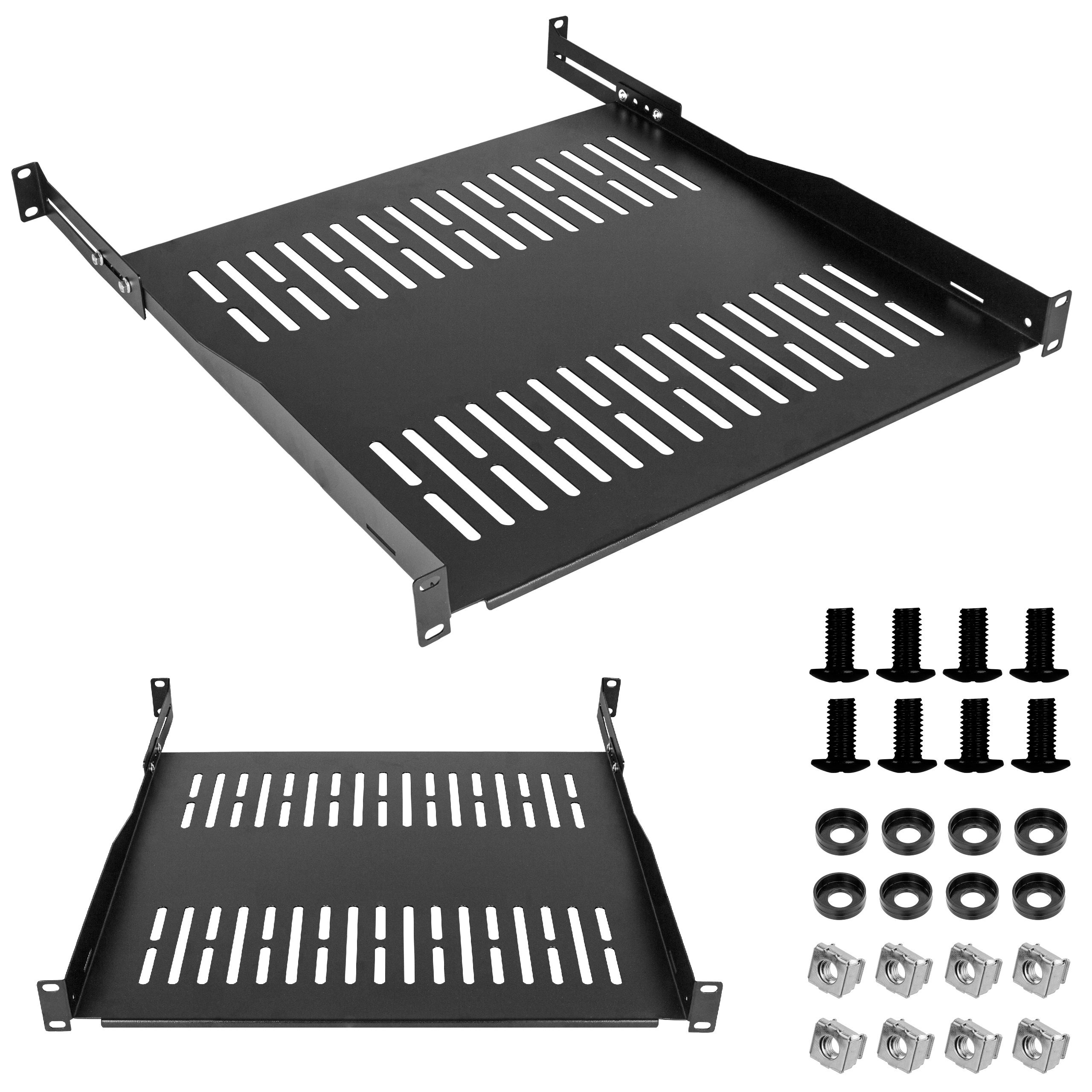 Półka Regulowana RACK 19" 1U 450mm (550mm) CZARNA do Szafy Serwerowa NEKU