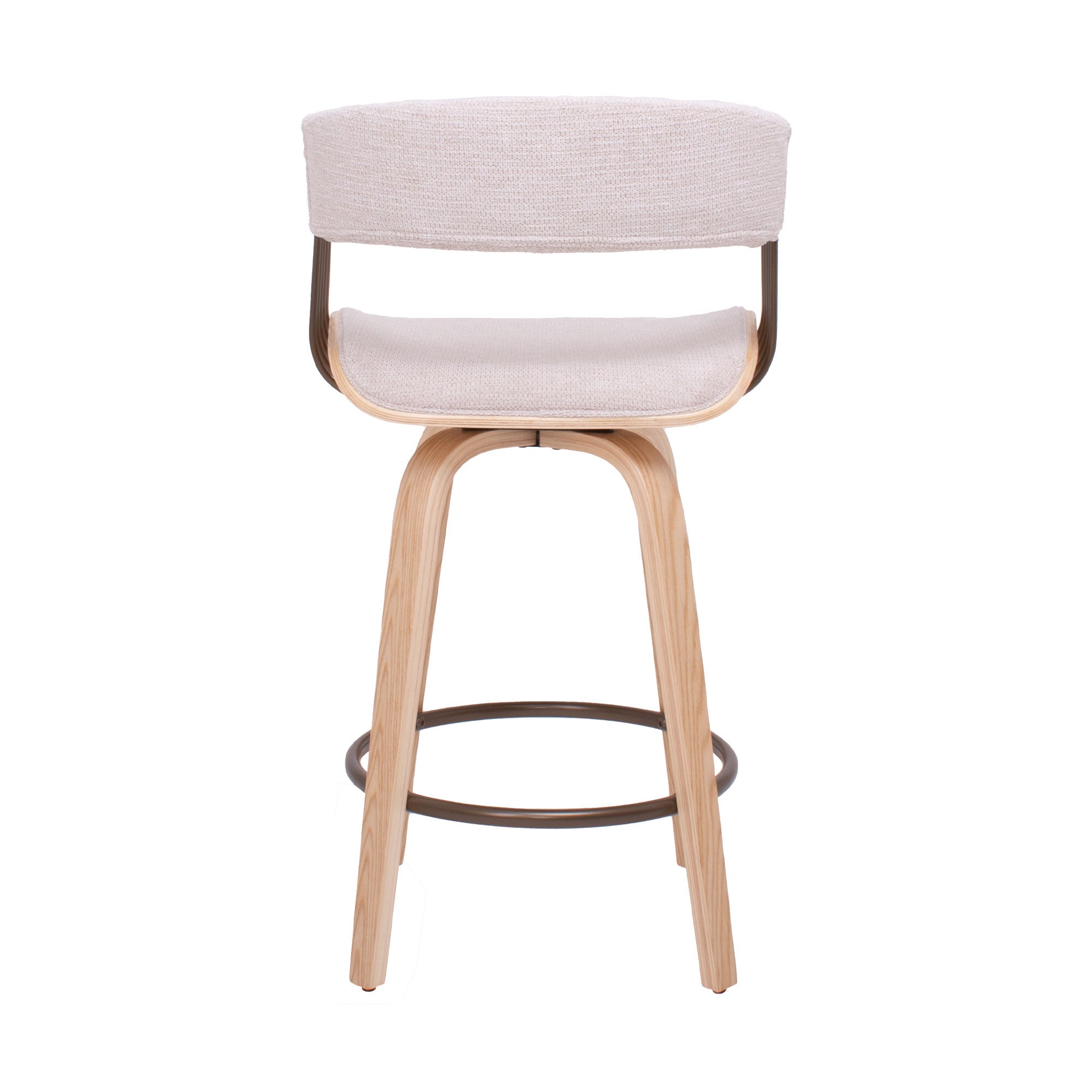 Colonia - Set 2 Sgabelli Imbottiti 49,5x92x37,5 cm Seduta Girevole in Legno Plywood e Tessuto Beige - 7