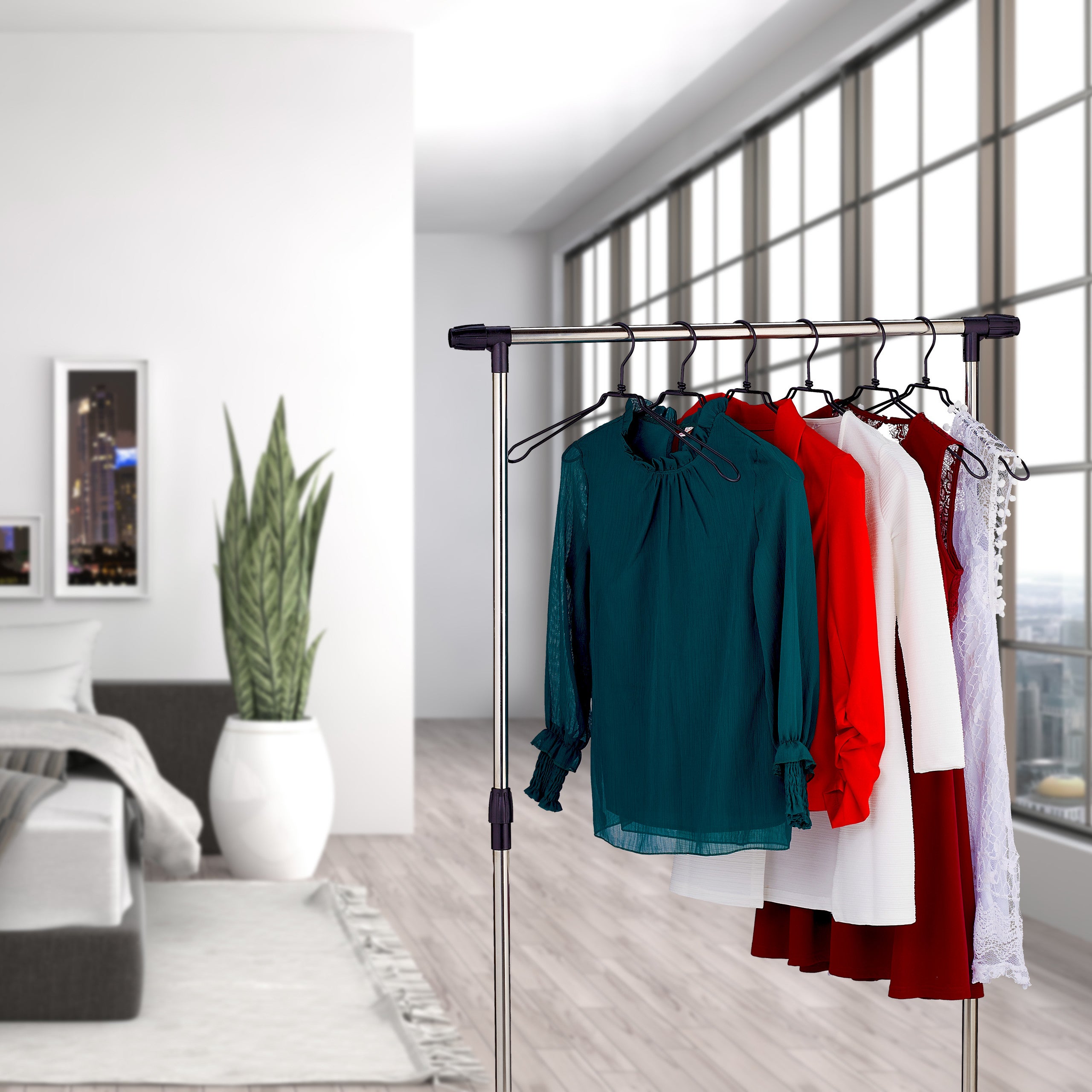 Cintres, jeu de 36, pour chemises, vestons et blouses, design industriel, métal, large de 45 cm, noir - 5