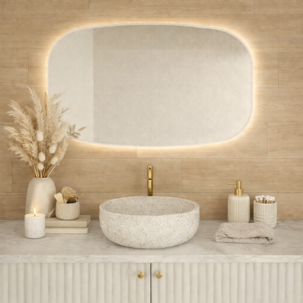 Retro Line LED lustro w białej ramie 100x60cm
