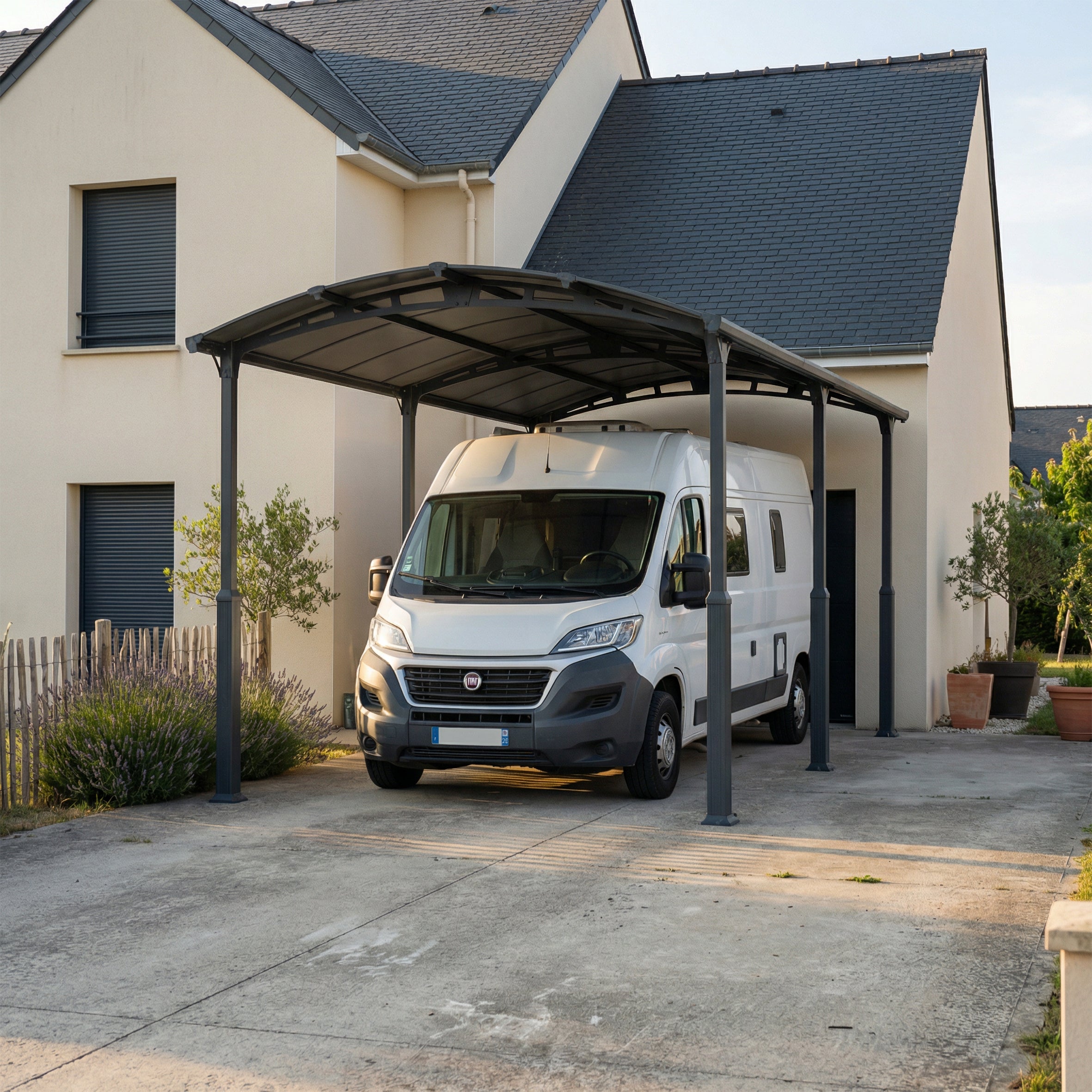 Carport Camping-Car Alpine 6,49 x 3,52 m Gris Canopia | Leroy Merlin