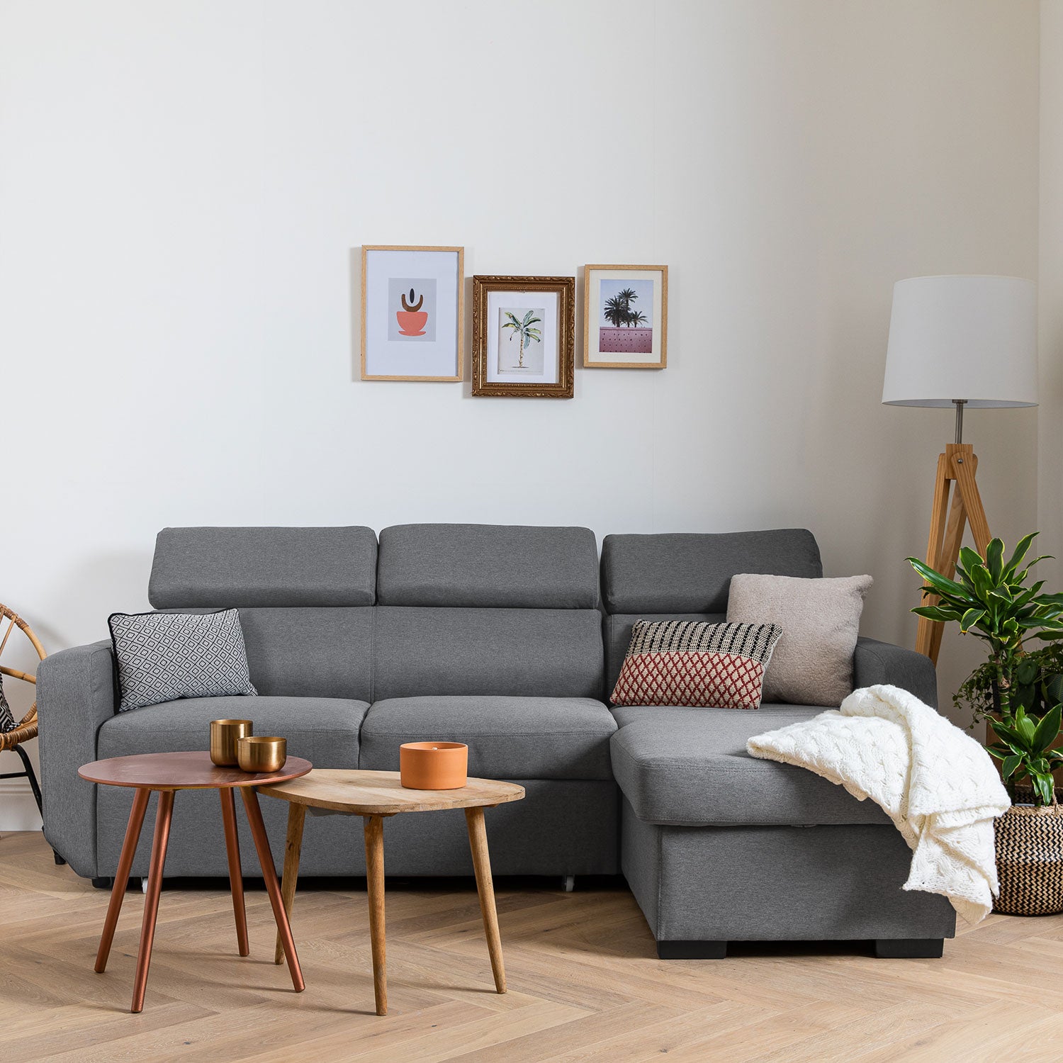 3-osobowa sofa narożna WARREN w kolorze szarym