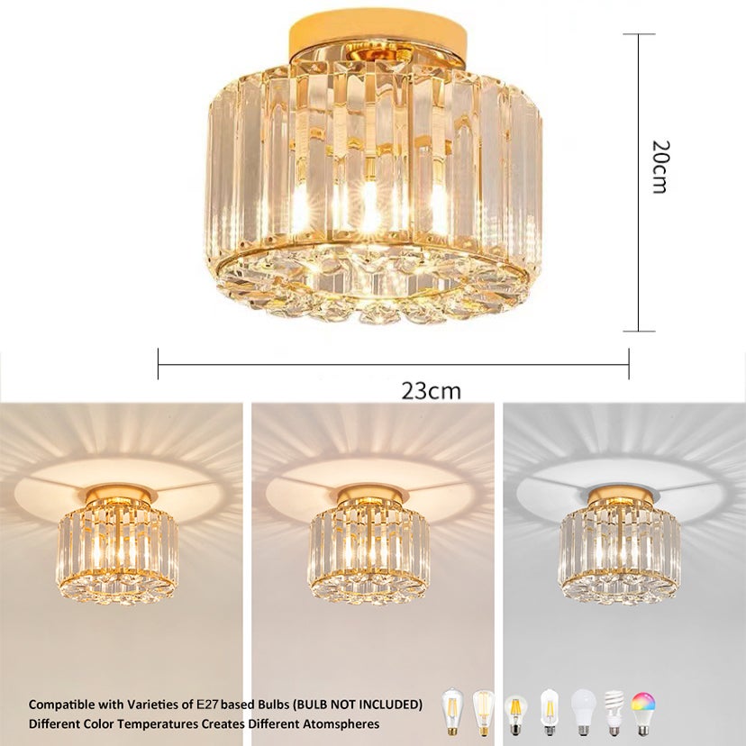 Plafonnier en cristal – Plafonnier semi-encastré, lustre moderne, plafonnier pour cuisine, chambre à coucher, entrée, 3 températures de couleur - 4