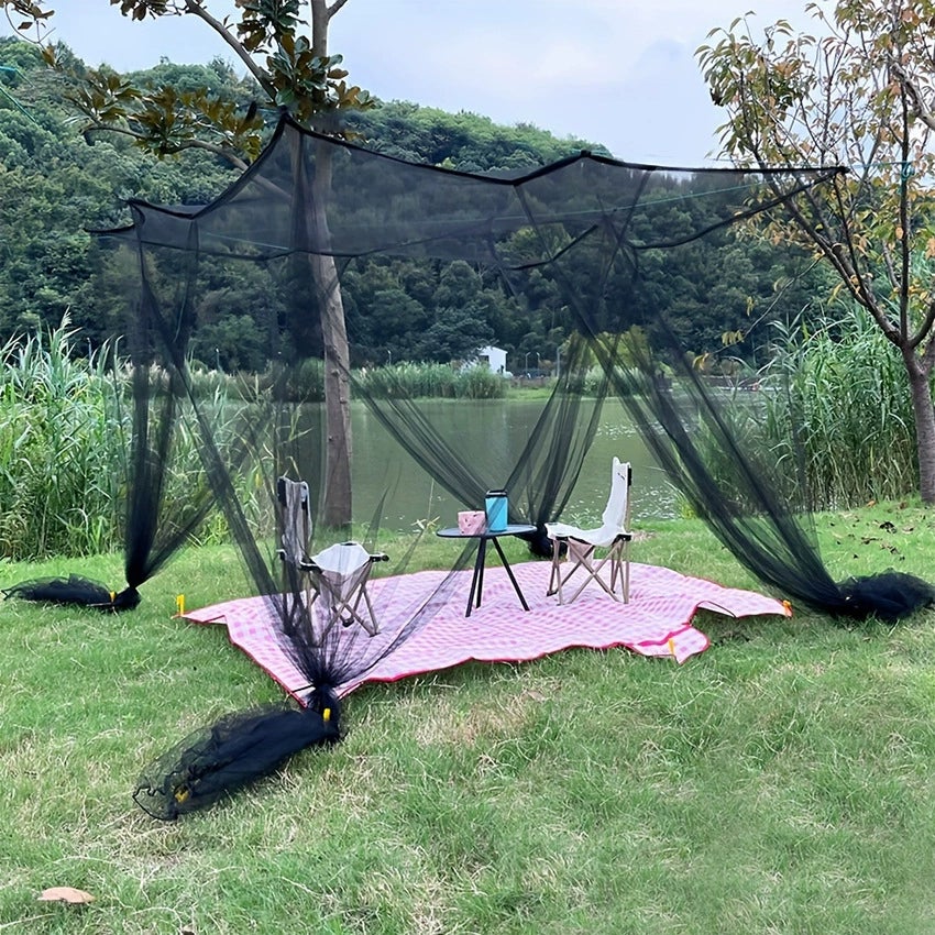 Moustiquaire pour terrasse, très grandes tailles et tissu conçu pour l'extérieur, moustiquaire gazebo, protection contre insectes pour auvent, Noir - 3