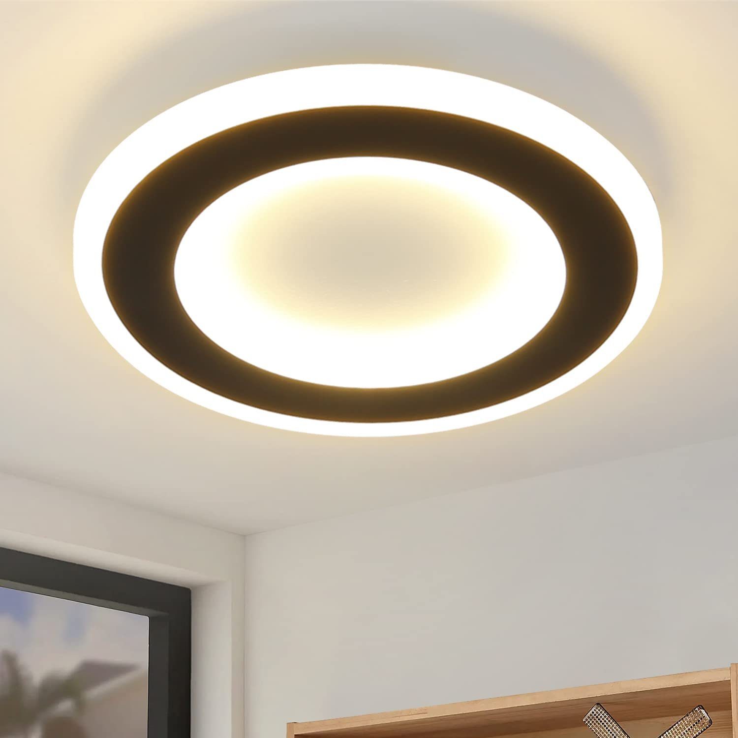 ZMH Lampa sufitowa LED do korytarza, czarno-biała, 24 cm, Living Lights