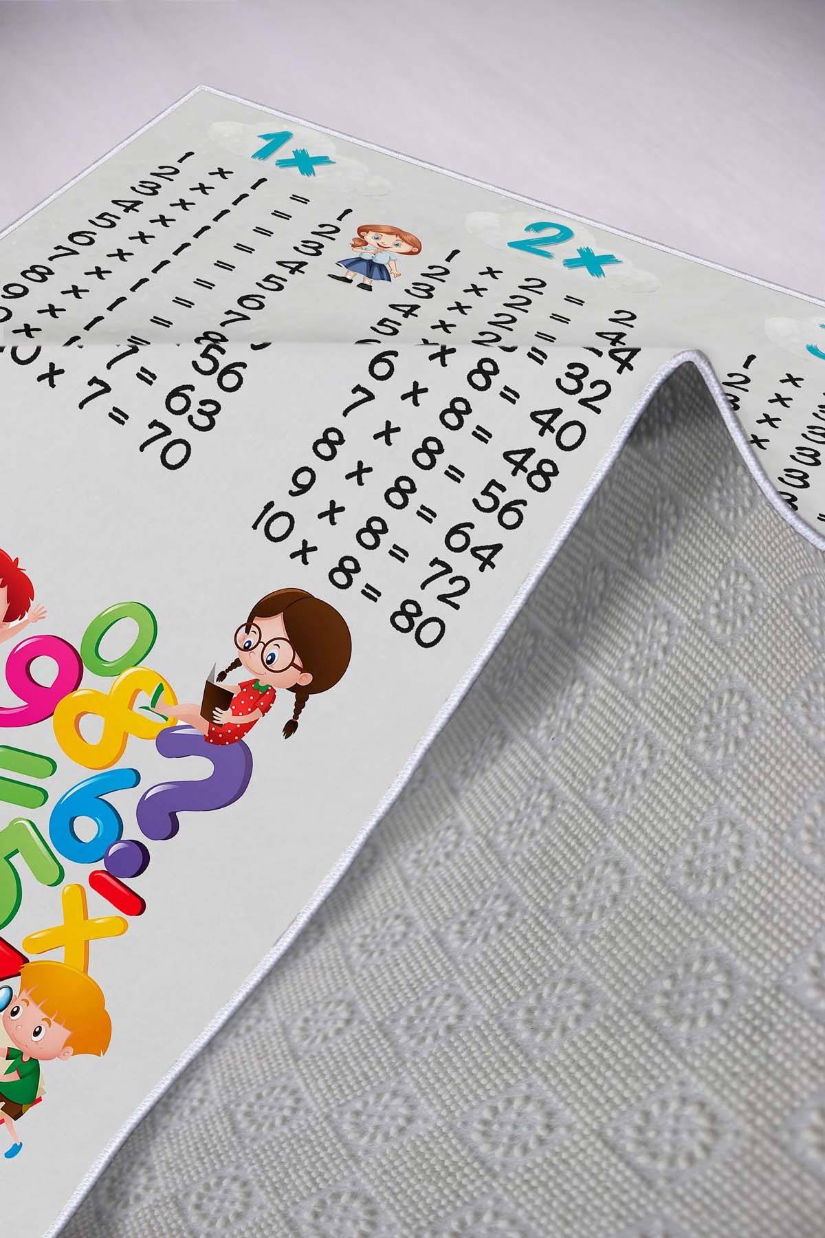 Tapis enfant Multiplix 50x80cm Tissu Motif Tables de multiplication Gris - 4