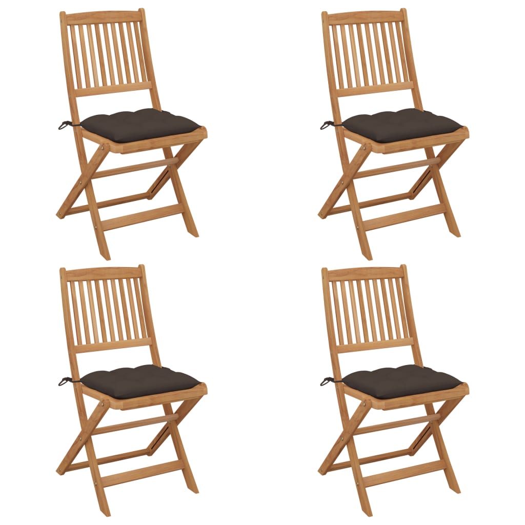 Lot de 4 Chaises pliables de jardin | Siège de Terrasse | Chaise d'extérieur avec coussins Bois d'acacia CFW600898 - 2