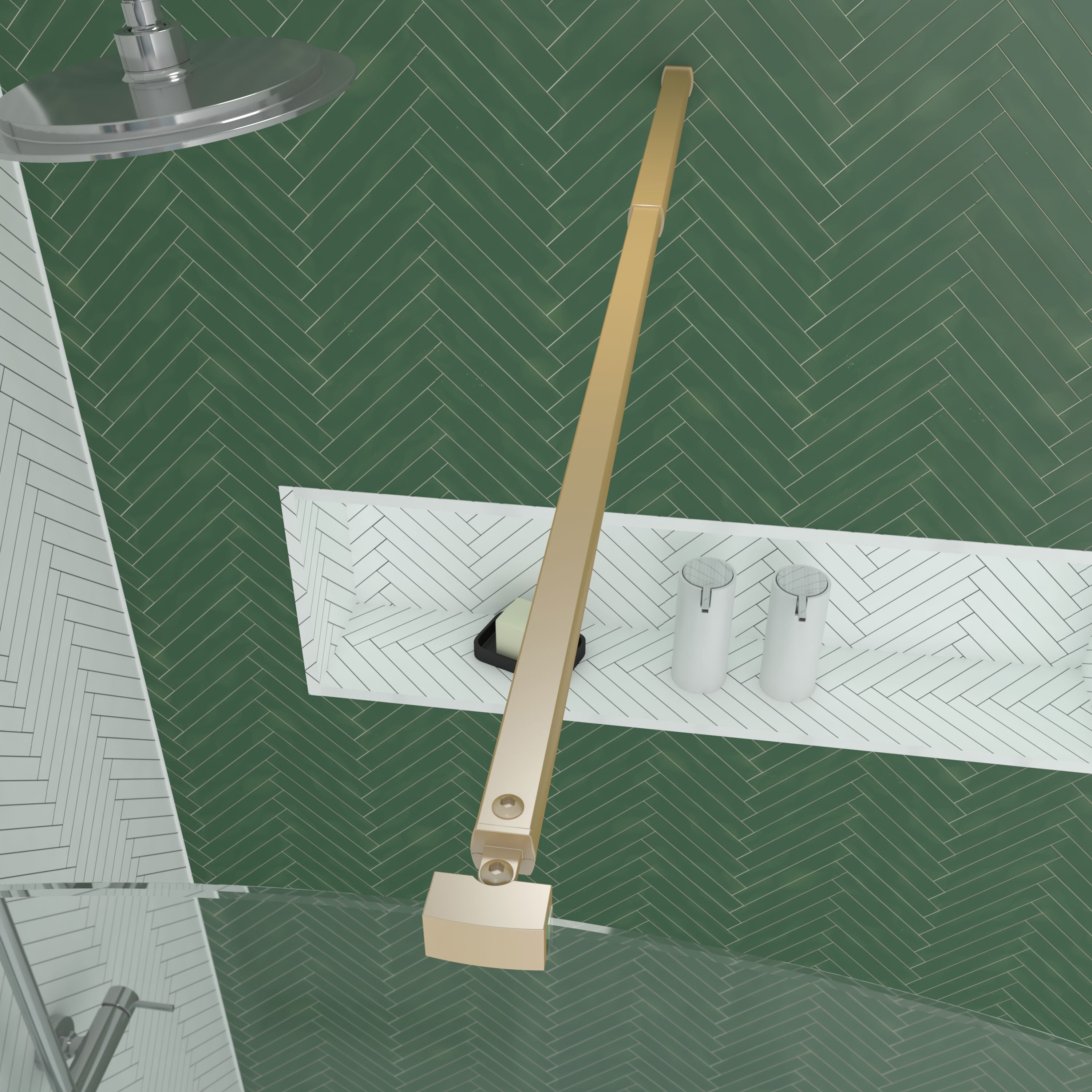 Paroi de Douche arrondie 120x200 cm - Profilé Or Doré Brossé - GOLDY CURVED - 2