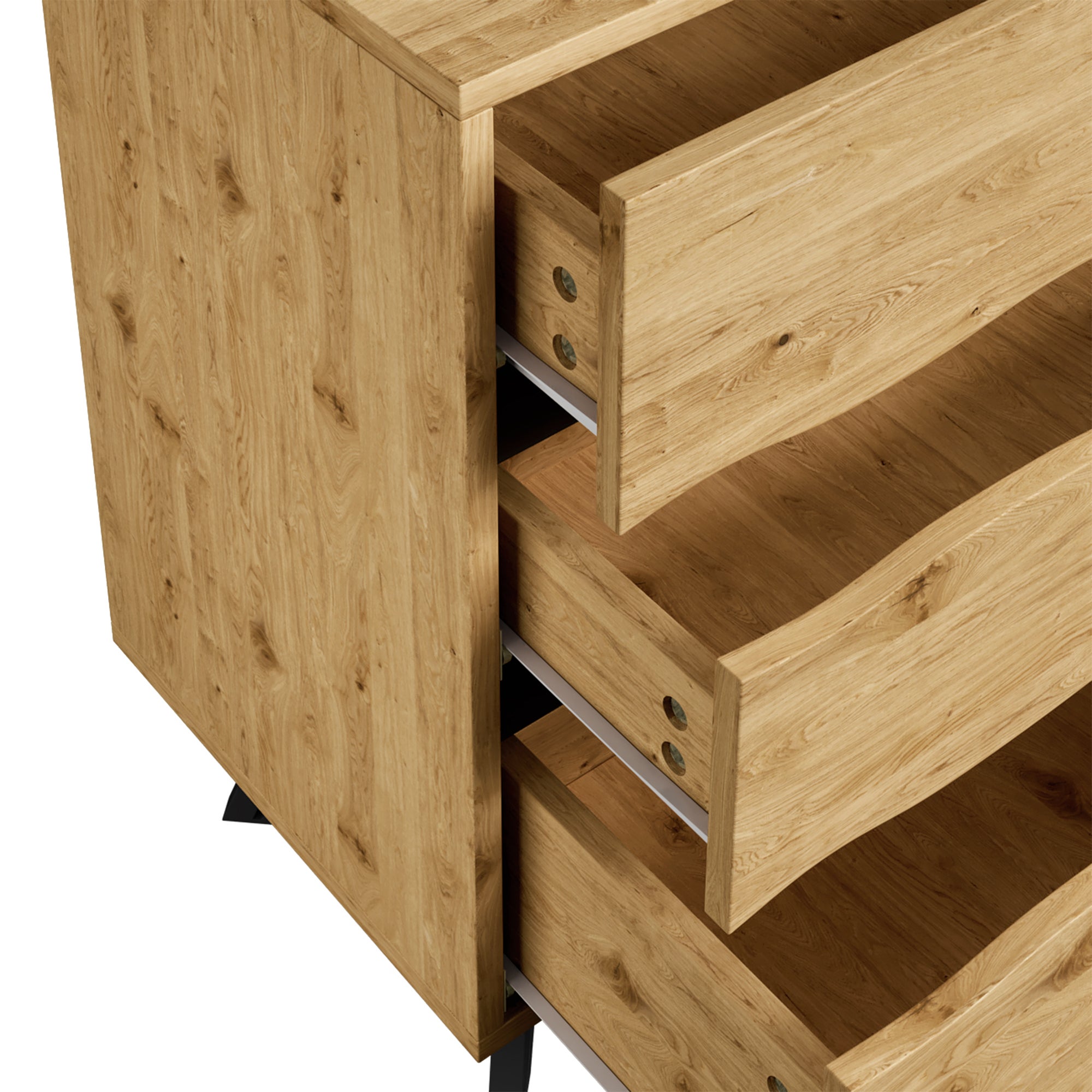 Commode 120x40x75,5 cm avec 6 tiroirs, espace de rangement, en MDF, couleur chêne - 8