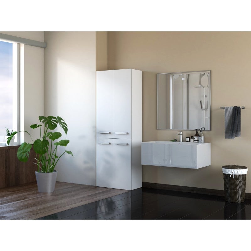 RORY - Mueble de baño con canasta - Dimensiones 174x60x30 - Mueble de baño con contenedor con área de lavado - 3