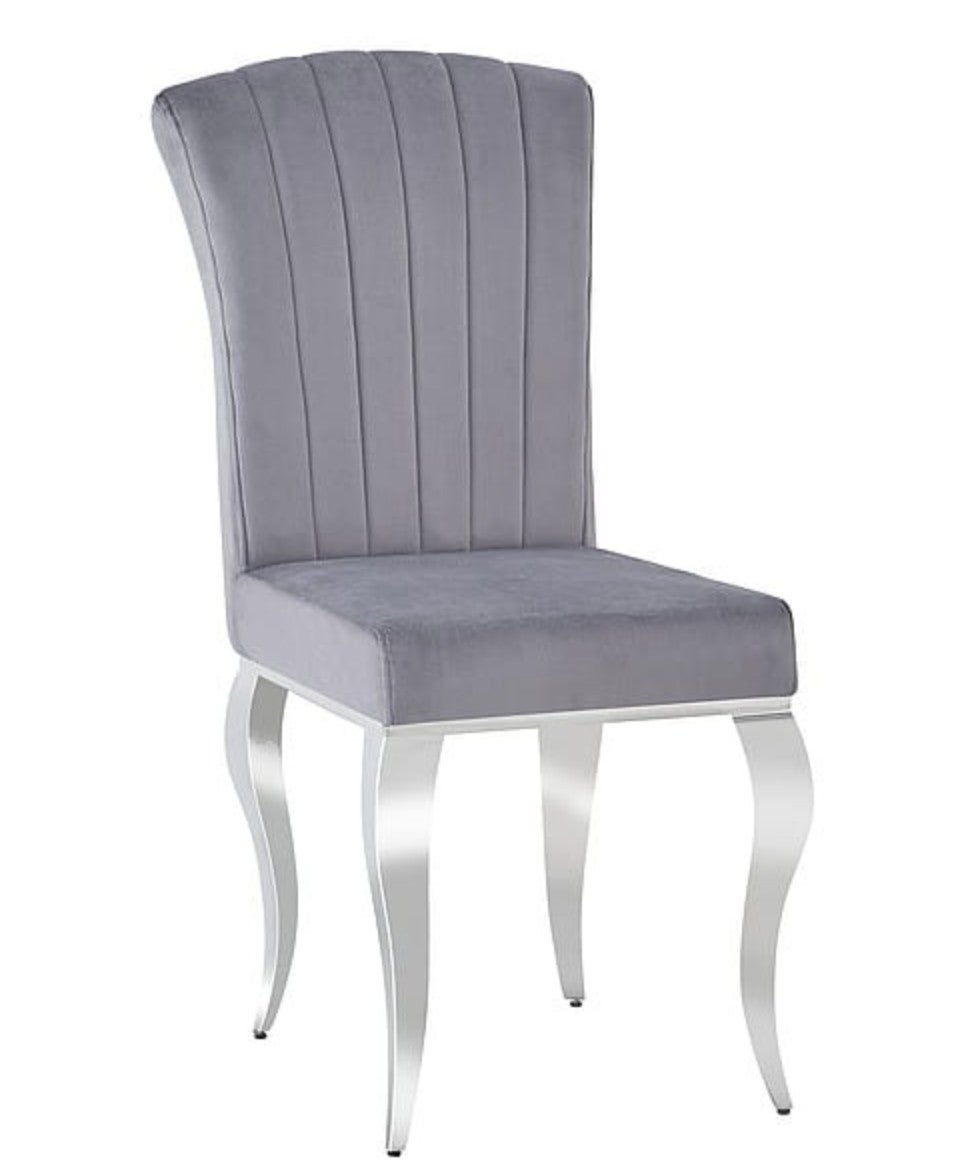 Krzesło tapicerowane PRINCE VELVET szare/chrom