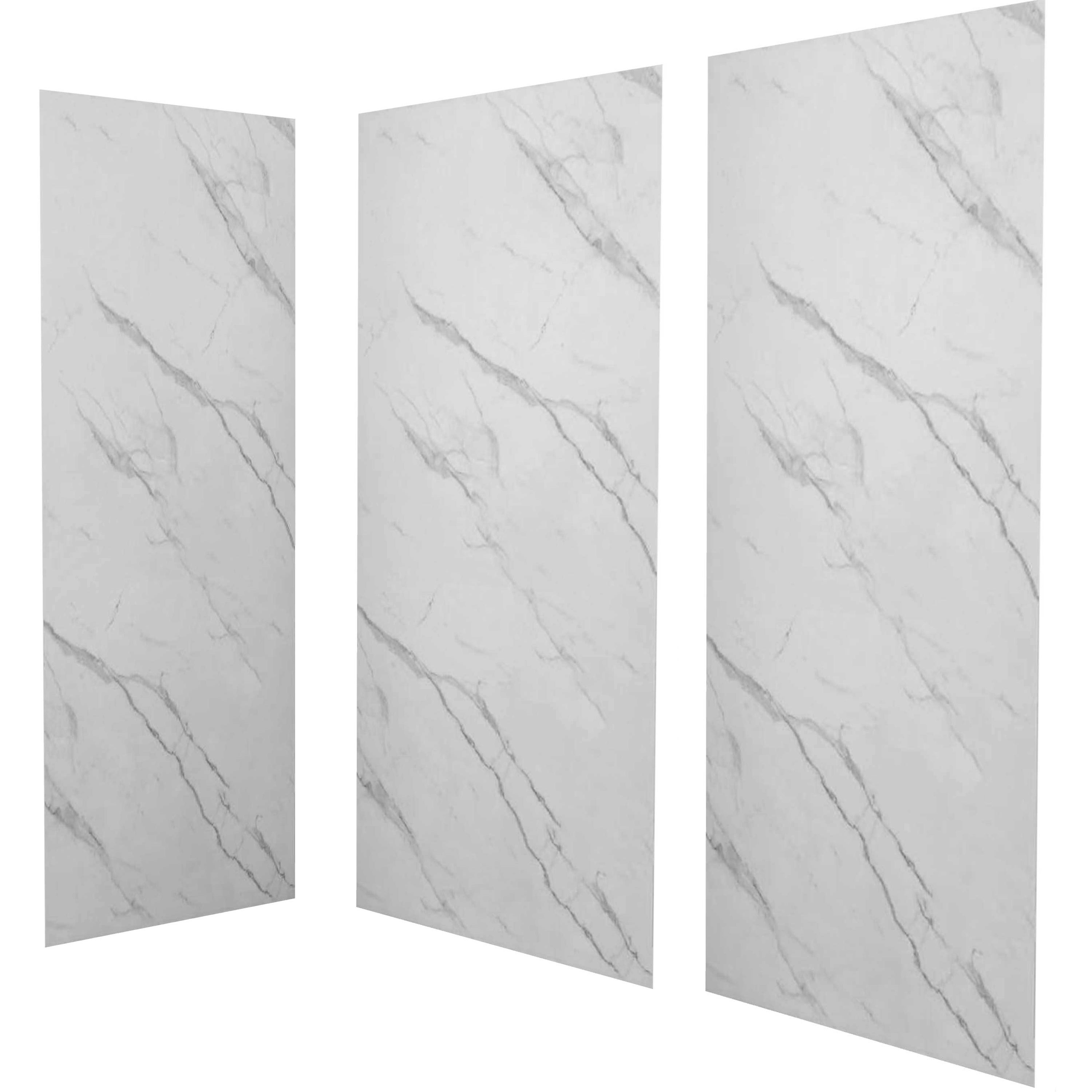 Pack de 3 Panneaux muraux de douche blanc effet marbre 40+40+40 x H.210cm Panneau mural salle de bain - Aluminium - 3