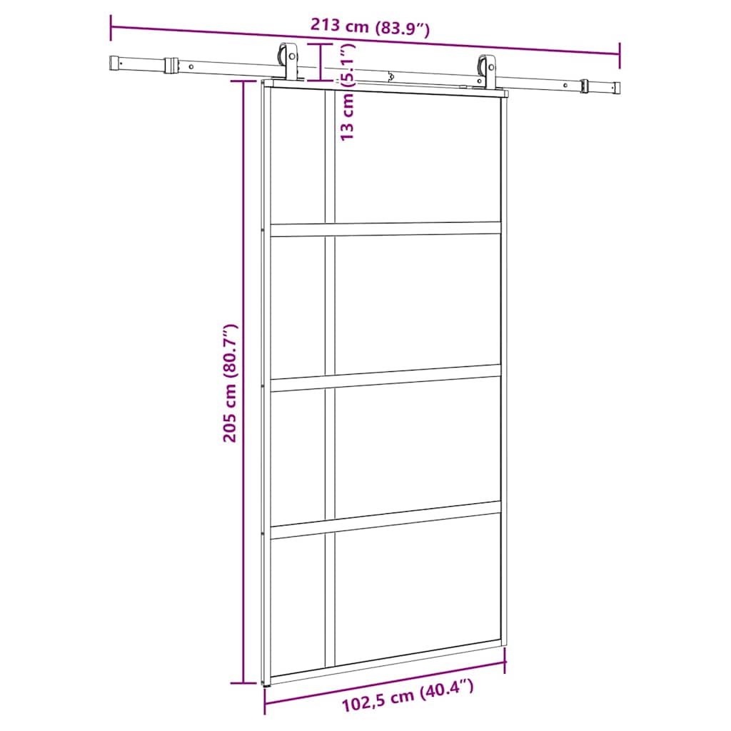 Puerta corredera herrajes negro 102,5x205 cm vidrio templado vidaXL - 9