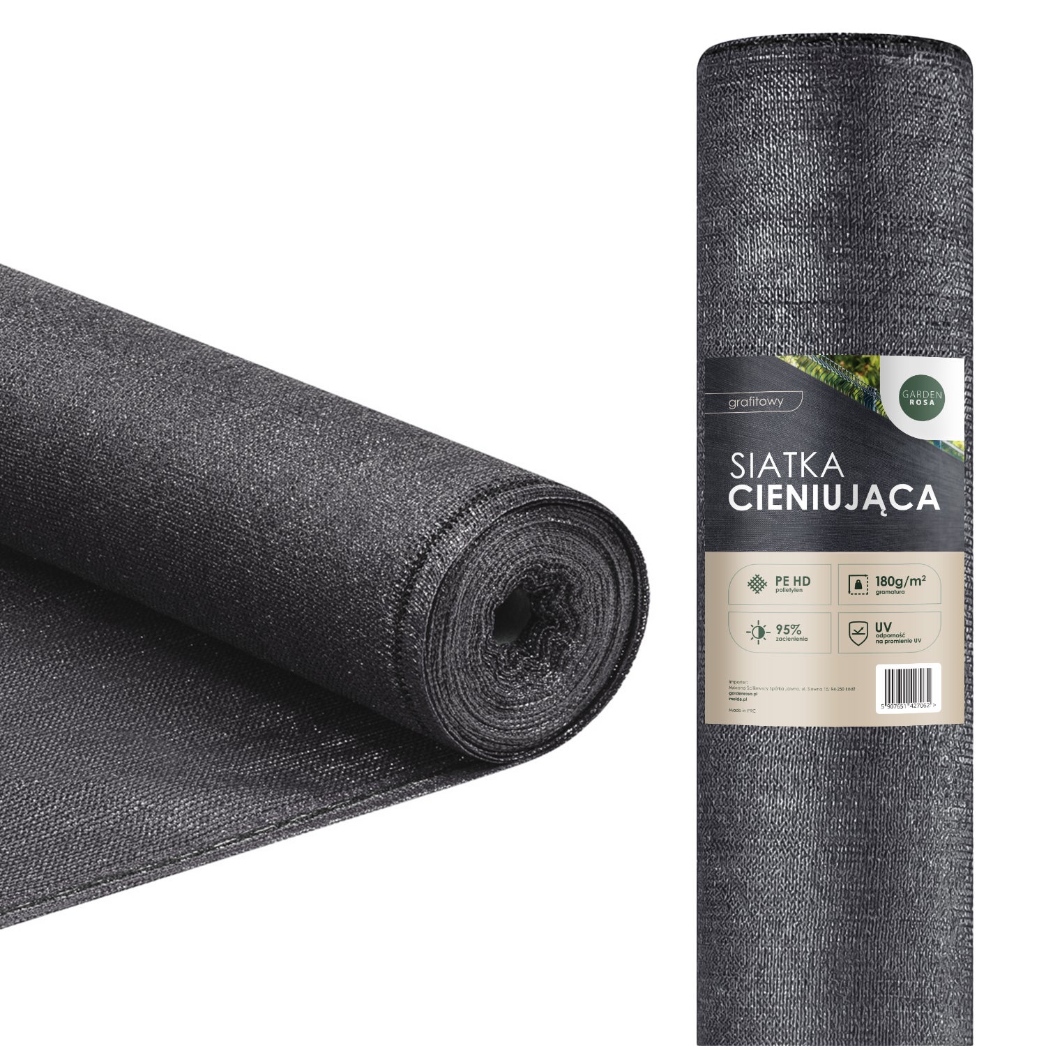 Siatka cieniująca Garden Rosa 95% szara 1,5x50m