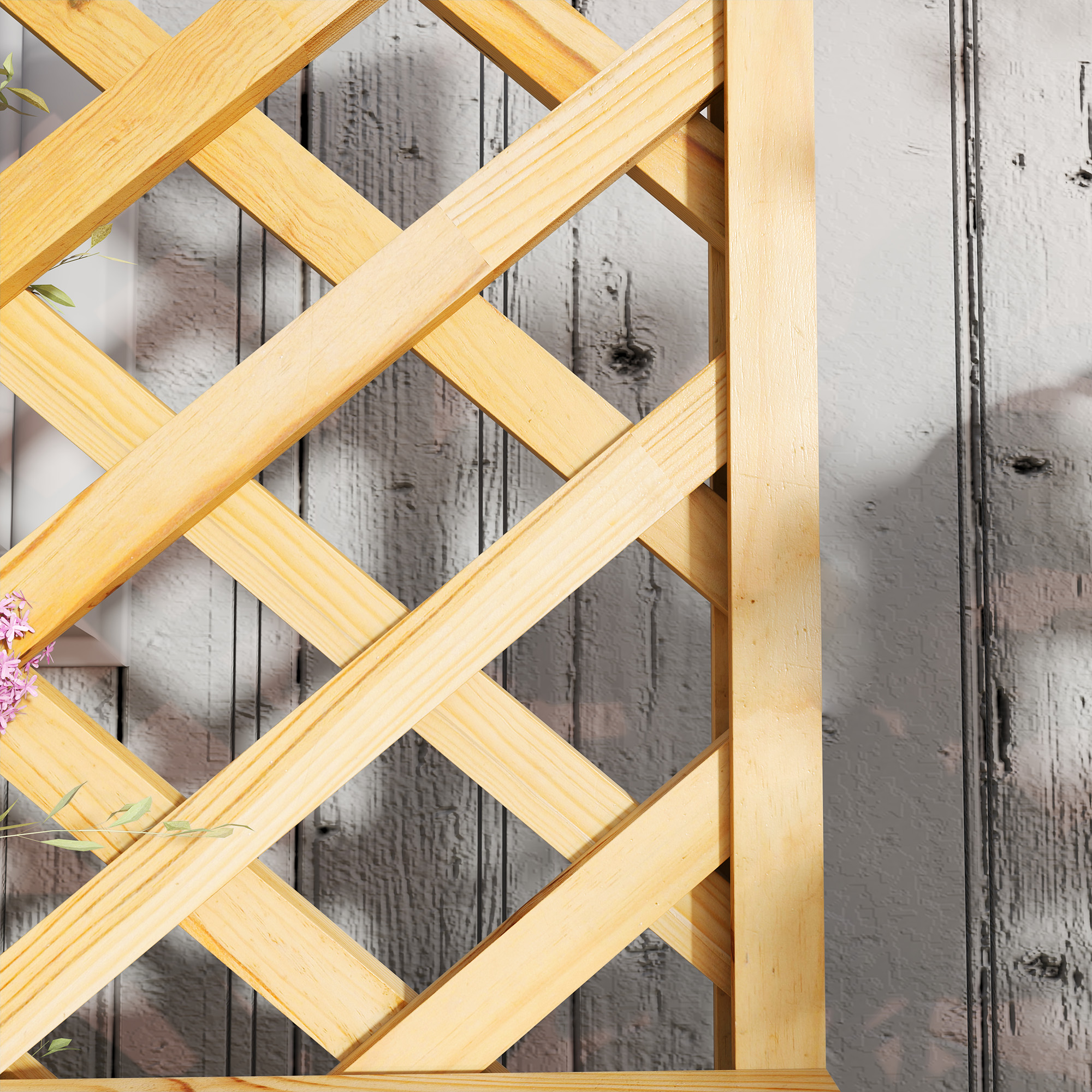 Outsunny Fioriera con Traliccio per Rampicanti, Fori di Drenaggio e 2 Mensole, in Legno di Abete, 76x33x177 cm - 9