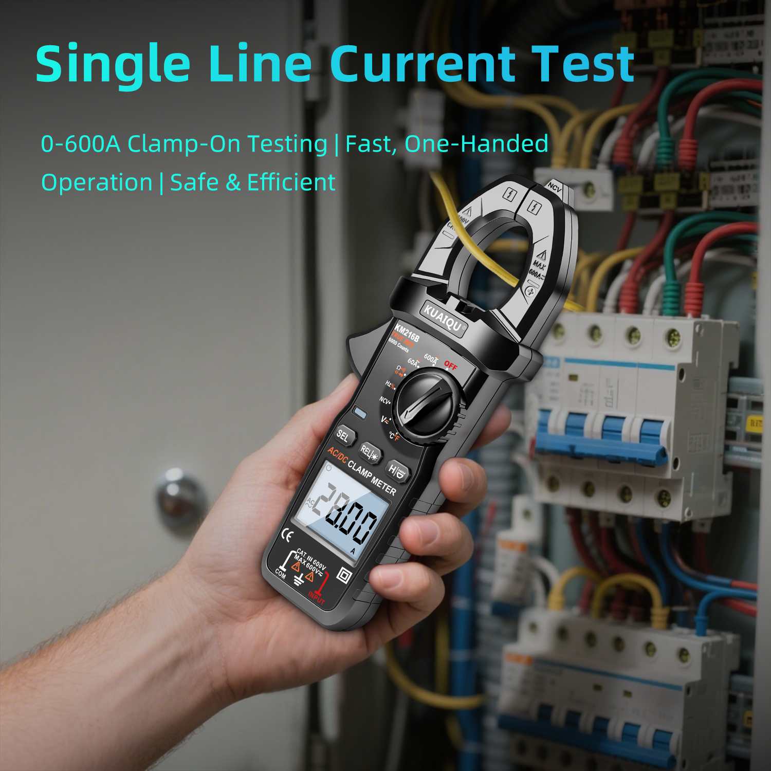 Multimètre pince numérique LED LCD 600A AC/DC NCV sécurité voltmètre test résistance continuité température - 2