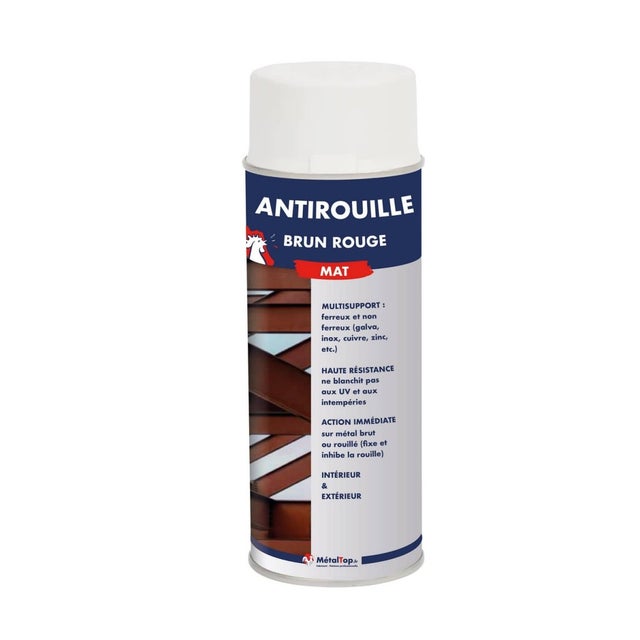 Antirouille Brun Rouge - Brun rouge - RAL 8012 - Bombe 400 ml - Métaltop