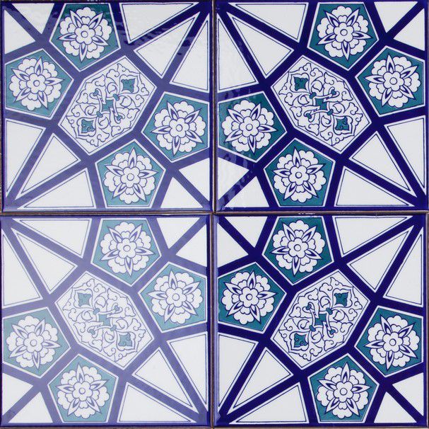 Carrelage géométrique mur intérieur Wave teal grassy brillant 12x12 cm