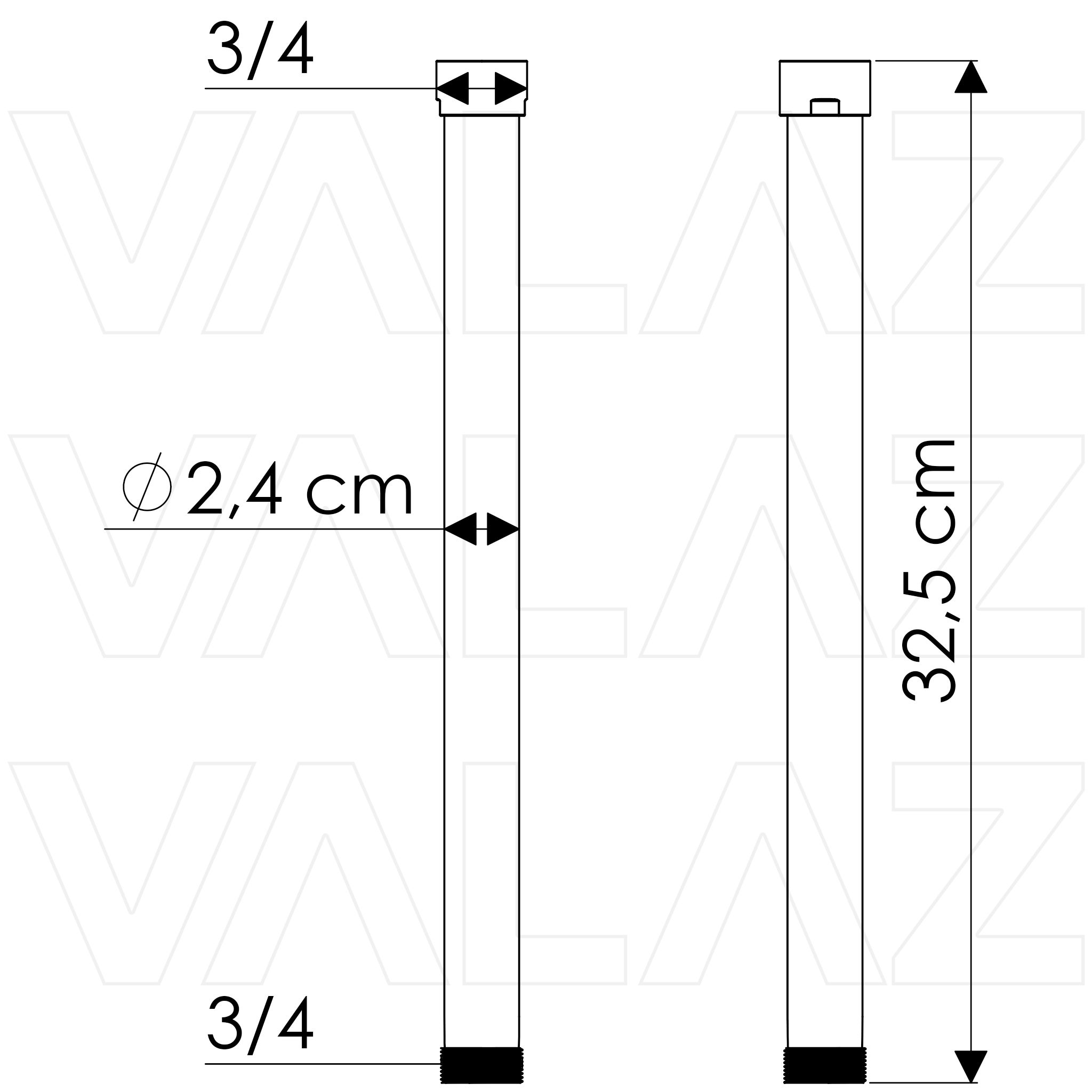 Valaz Tube de rallonge de douche en or brossé 30 cm - 2