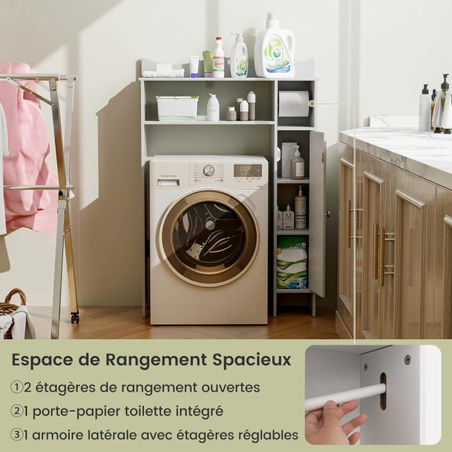 Scaffale Da Bagno Sopra WC YITAHOME | Mobile Salvaspazio Con Ante Scorrevoli | Porta Carta Igienica - Foto 4