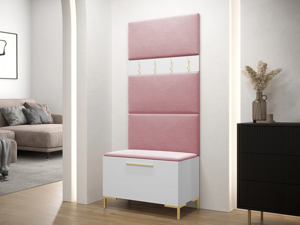 Conjunto para corredor Tivsoa 102, 196x84x46cm, Branco, Tecido, Placa de aglomerado laminado, Colocado, Montado nas parede - 2