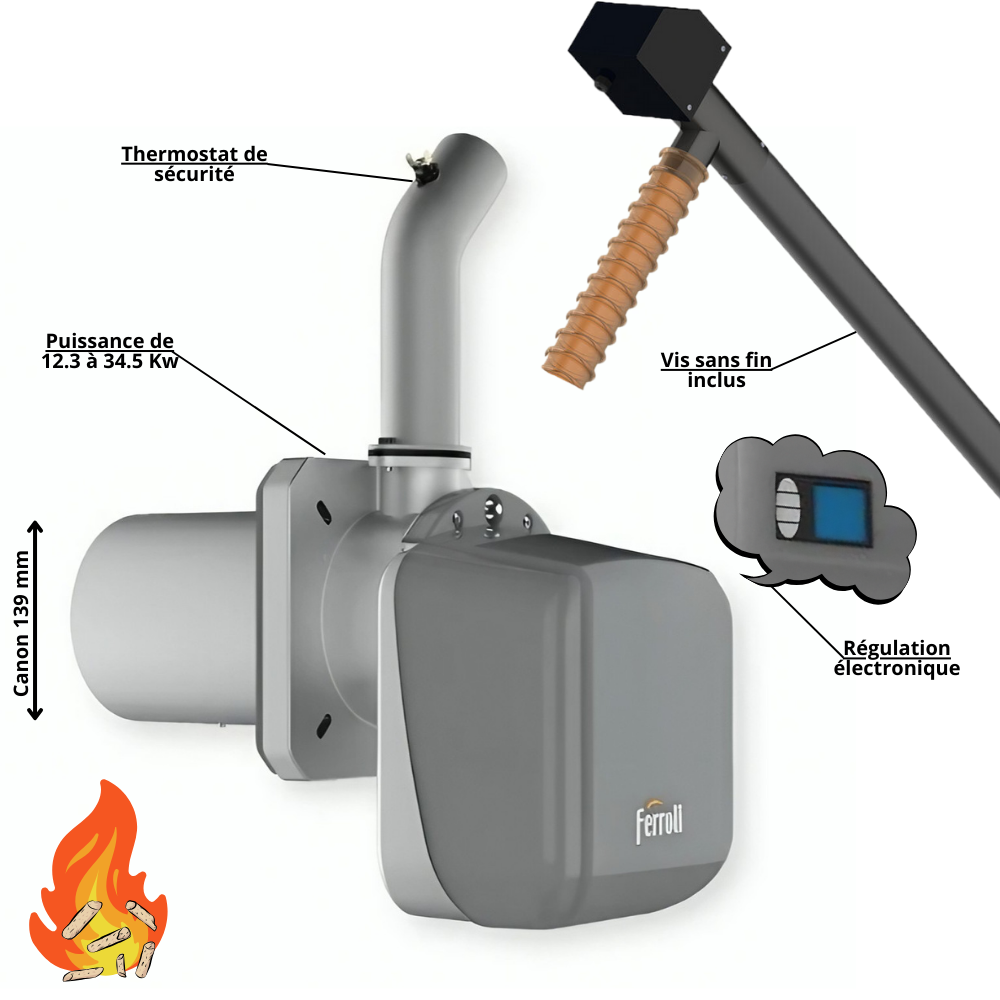 Brûleur granulés pellets Ferroli sun P7 N 13,7 à 34.1 kW — free download