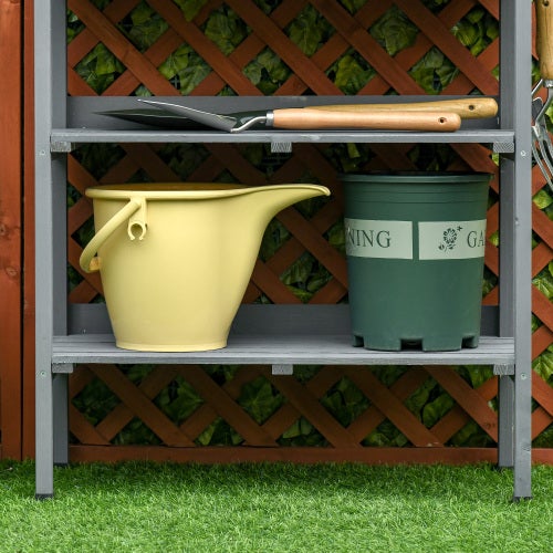 Table de rempotage avec plateau métal & cadre bois 76x37x89cm – Table de jardinage pour balcon et intérieur - 8