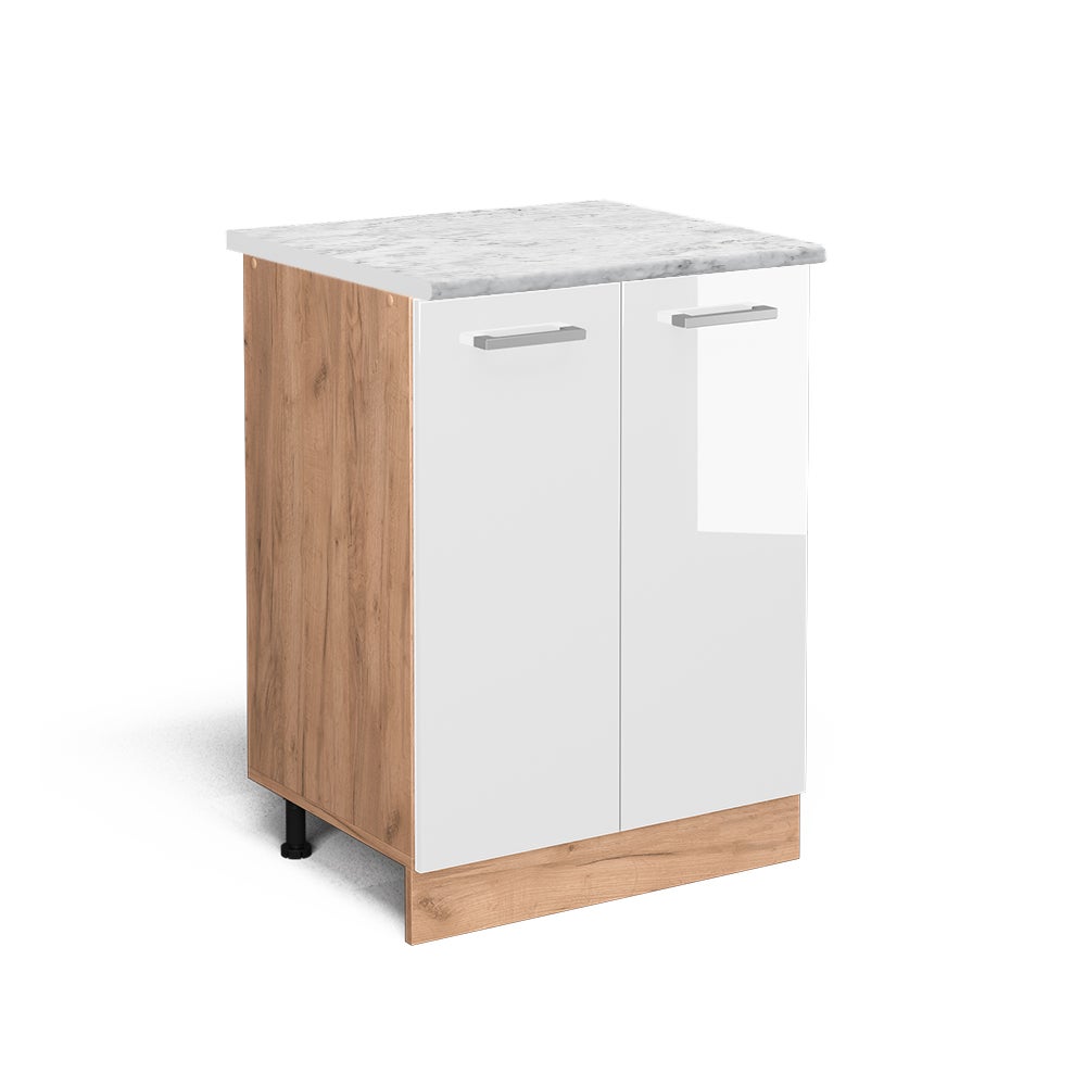 Vicco Szafki kuchenne R-Line, Biały wysoki połysk, 60 cm BR Marmur
