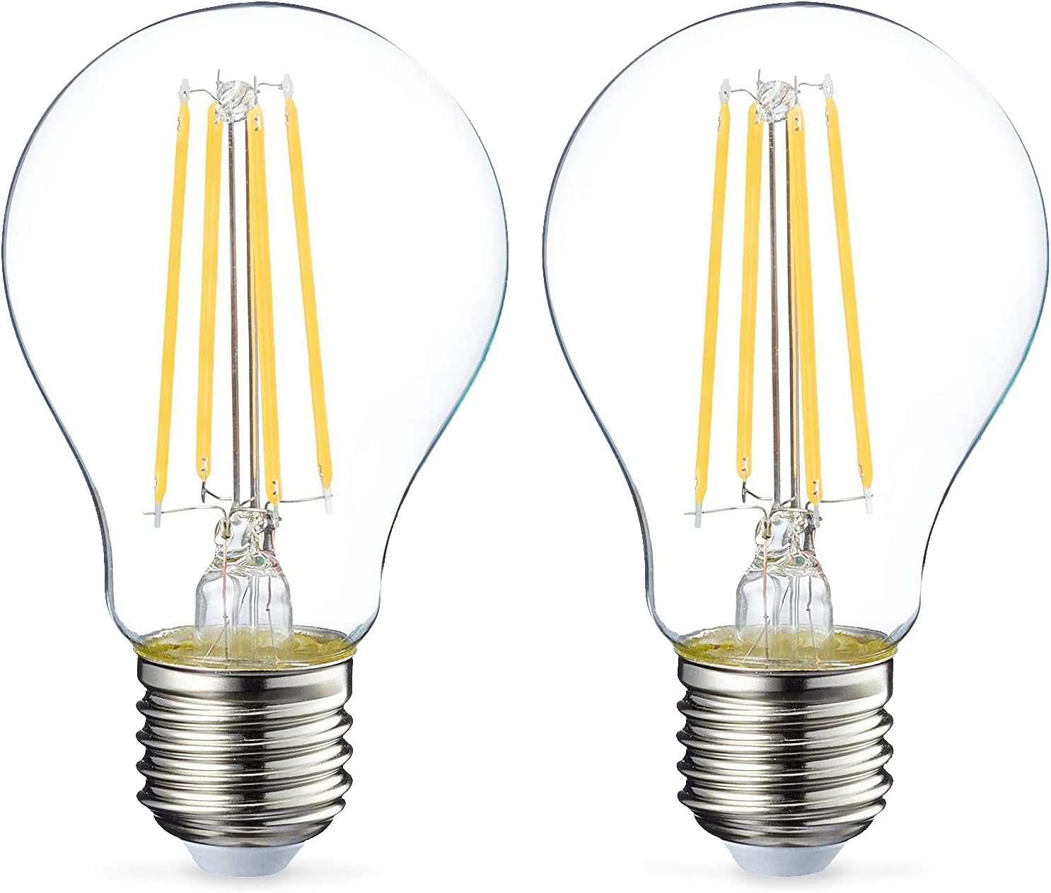2-pak żarówek LED, gwint E27 Edison, 4 W, przezroczysty żarnik, ściemnialny, ciepła biel