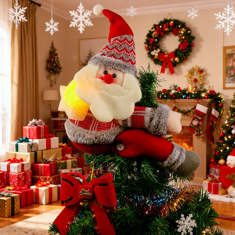 Punta Per Albero Di Natale BRUBAKER Babbo Natale 35 Cm - Oro Lucido