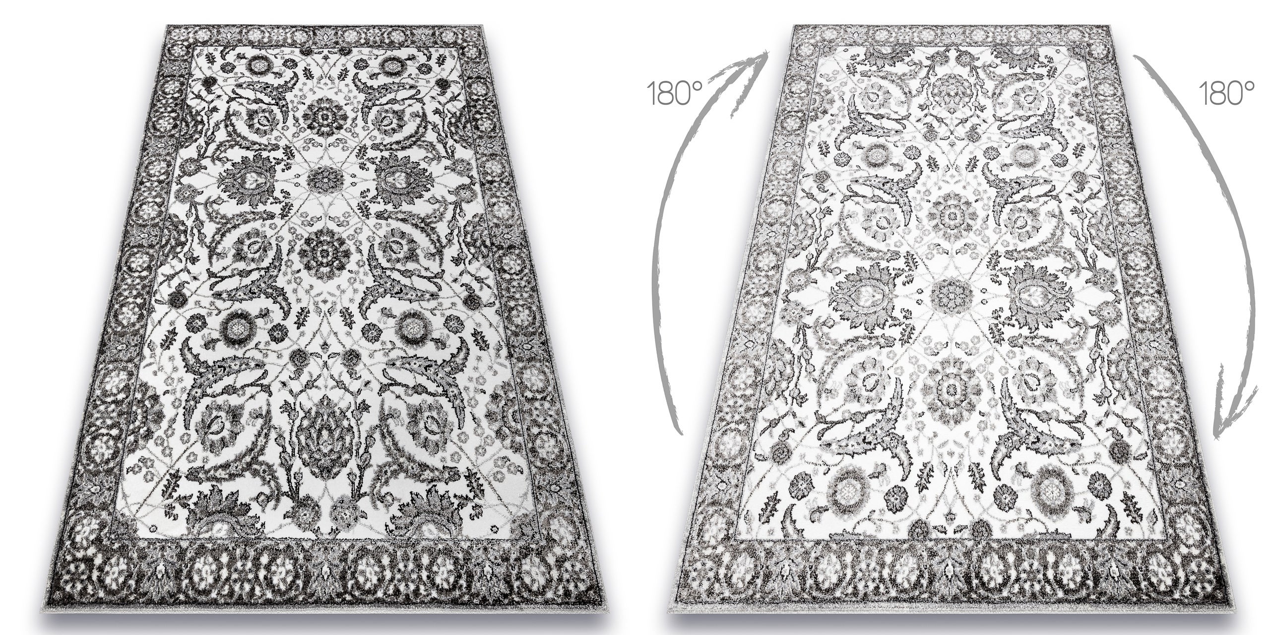 Dywan MATEO 8037/644 Klasyczny ramka, kwiaty - strukturalny szary 140x190 cm - 2