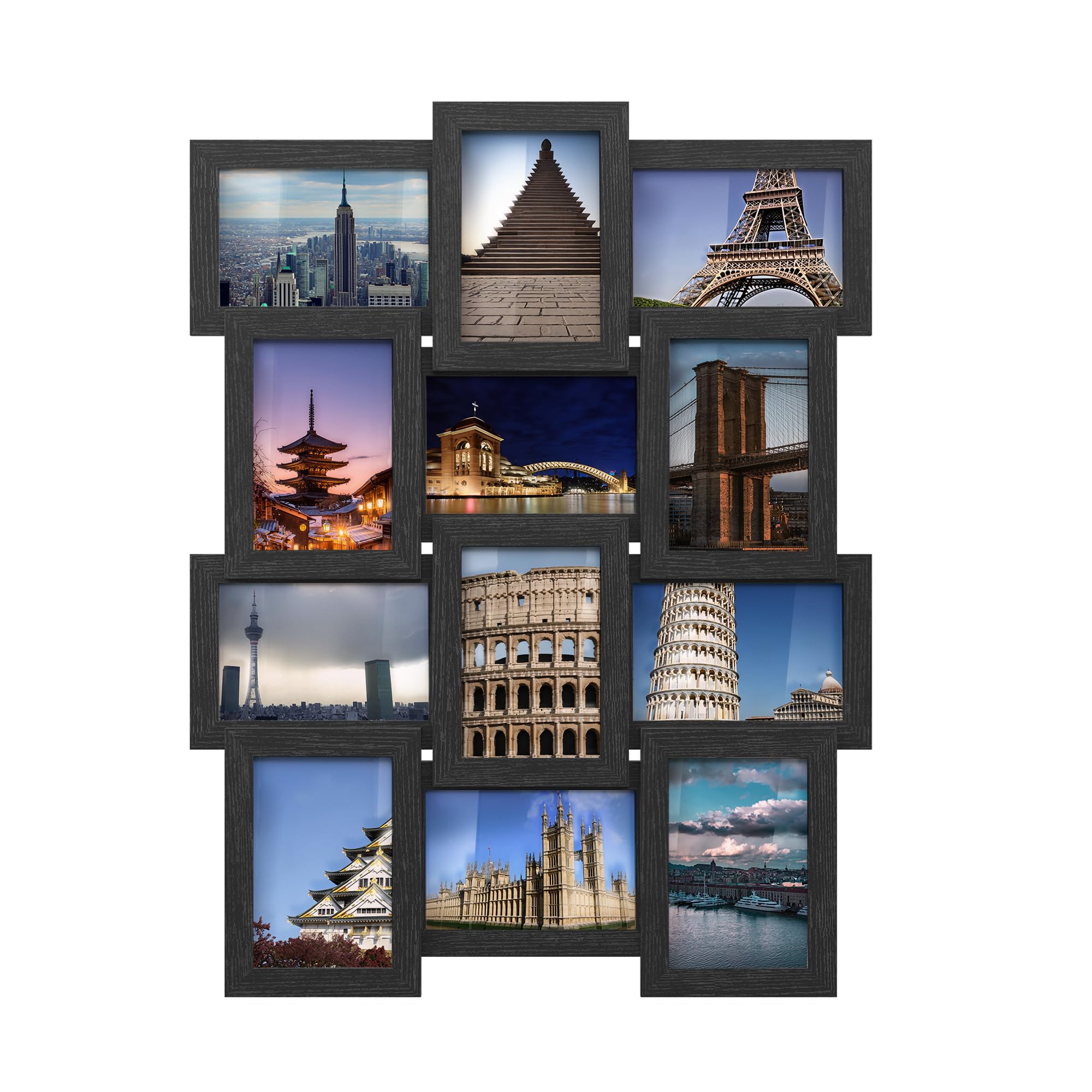 Set Di 8 Cornici Nere Multifoto - Varie Misure (8x10, 5x7, 4x6) - Da Tavolo O Parete