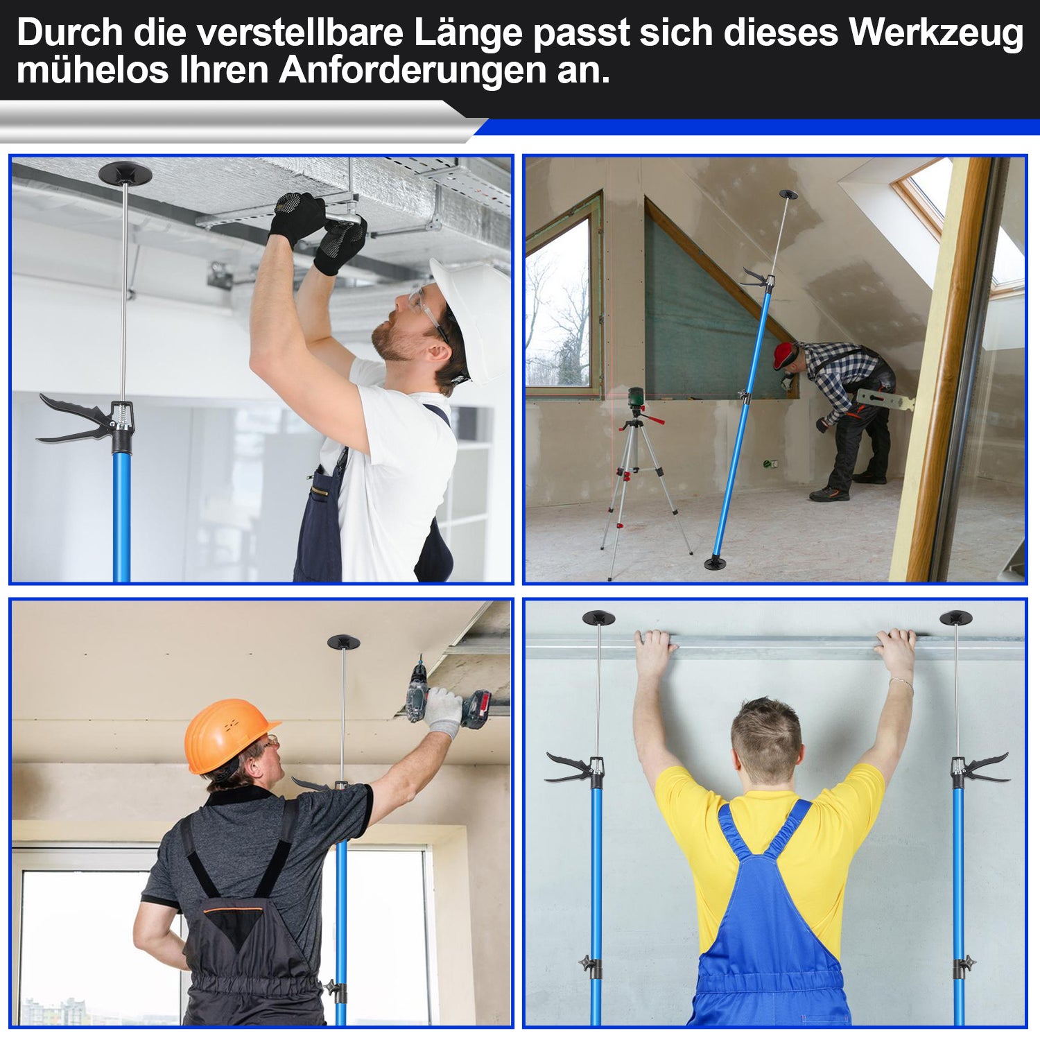 2 étais de soutien télescopiques, hauteur ajustable 115 à 290 cm, charge max 50 kg, cadre de porte écarteur - 5