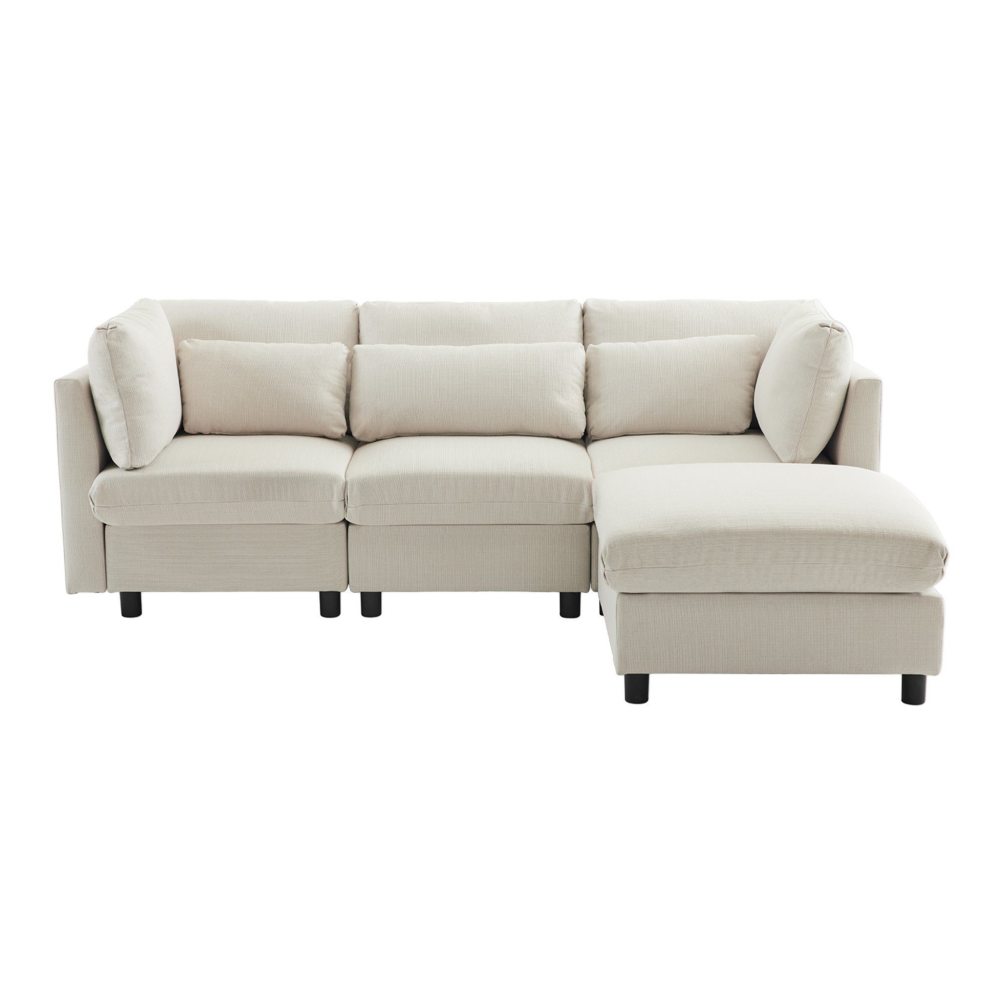 Canapé 3 places - canapé d'angle L avec pouf, mobilier rembourré, adapté pour salon - 4