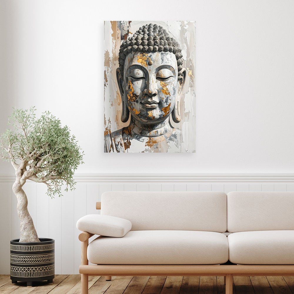 Obraz do salonu sypialni biura, Biały Posąg Buddy Medytacja Zen Spa 60x90 - 2