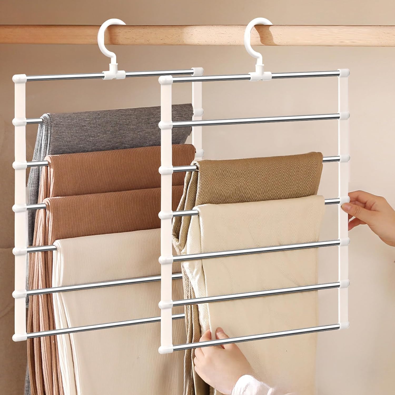 Paquete de perchas plegables para pantalones, ahorradoras de