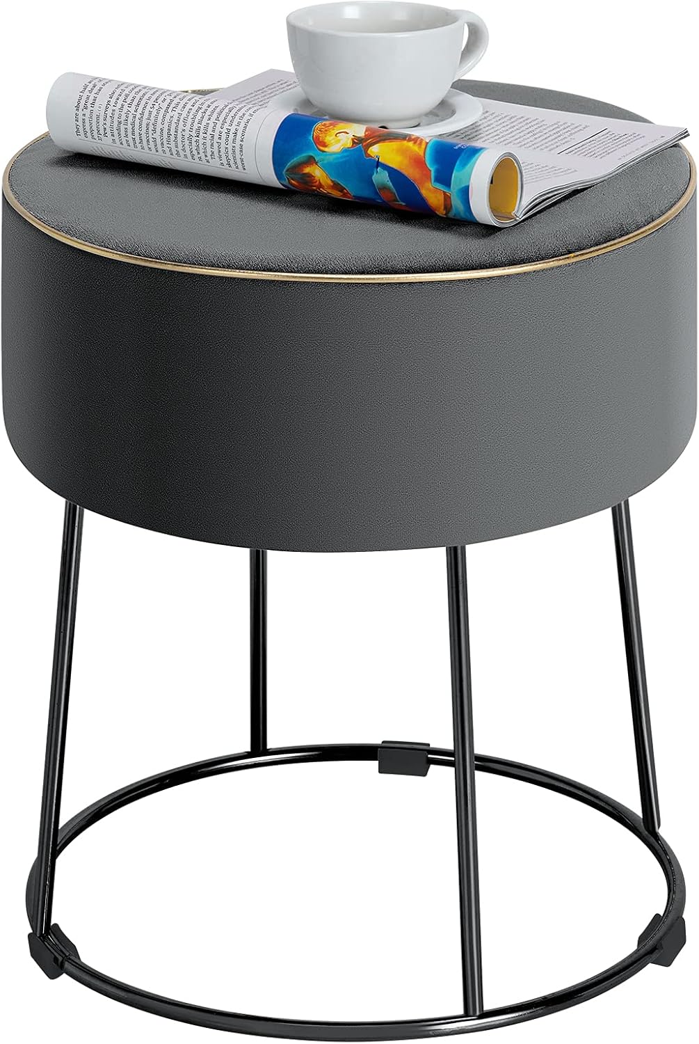 Tabouret Coiffeuse en Velours, Siège Coiffeuse Chambre avec Pied Rond Doré en Métal, Pouf Ottoman Rond, Repose-Pieds, Tabouret Velours (Rose) | Leroy Merlin