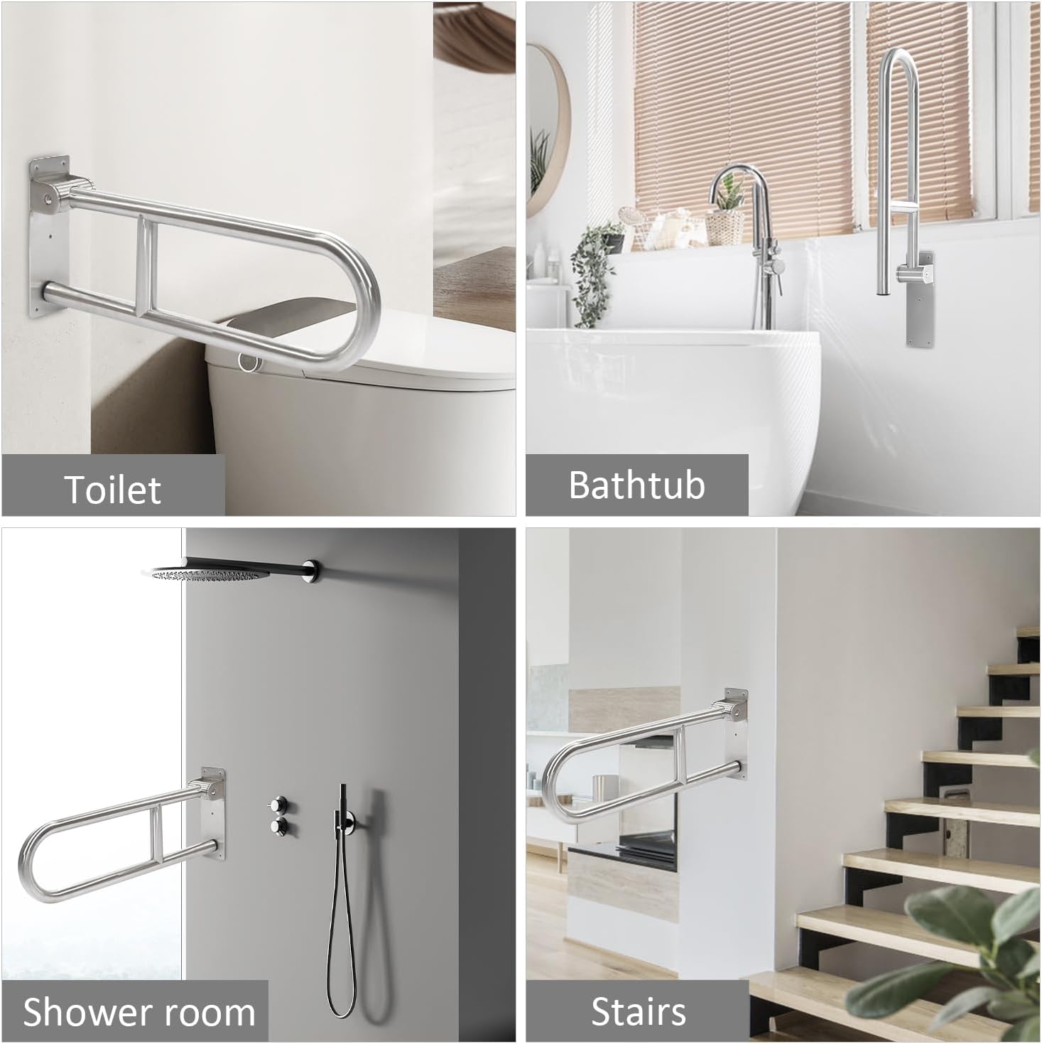 Barra de apoio para vaso sanitário para deficientes, barra de apoio dobrável de 60 cm, alça de chuveiro, suporte de segurança para vaso sanitári - 5