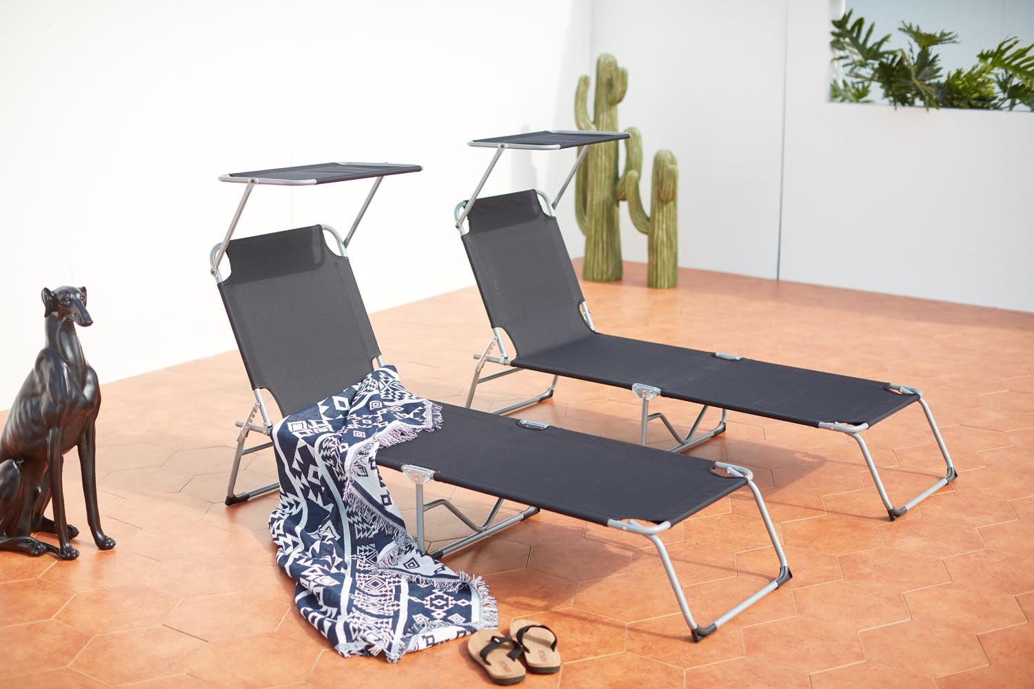 Lot De 2 Transats Jardin Pliables TLGREEN – Bain De Soleil Extra-Large Avec Coussin 8 Cm, Dossier Réglable, Charge 160 Kg