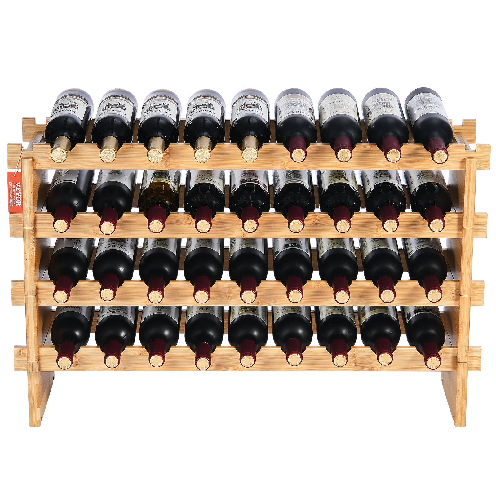 Vinoteca modular con pouvant que contiene VEVOR 36 bouteilles,4 nichos,de bambú,autoportante,apto para cocina,en la barra,acabado natural - 9