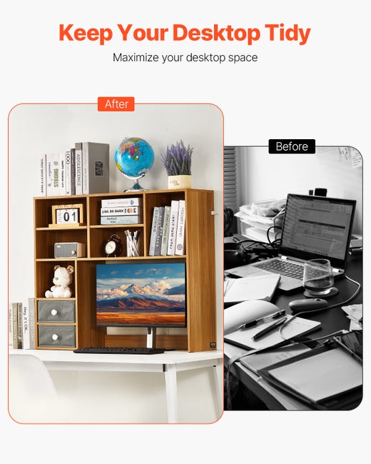 Libreria Da Scrivania In Noce - Organizzatore Per Libri E Oggetti Con Design Moderno - Foto 9