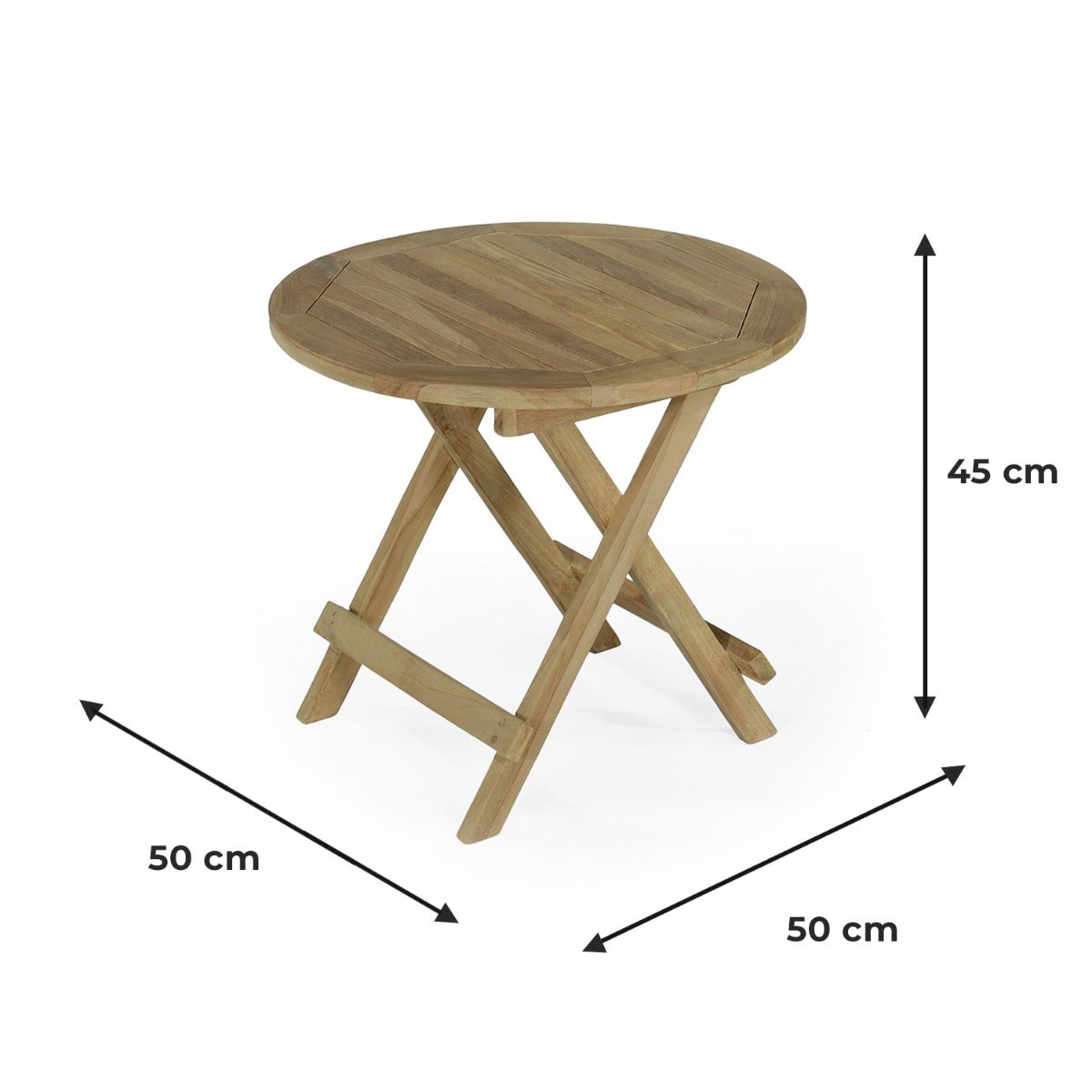 Tavolino rotondo pieghevole in teak massiccio Kuta ø 50 cm - 6