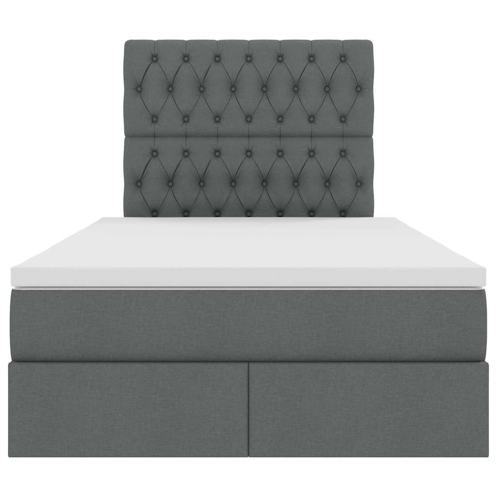 Lit avec rangement et matelas gris foncé 120 x 200 cm tissu - 7